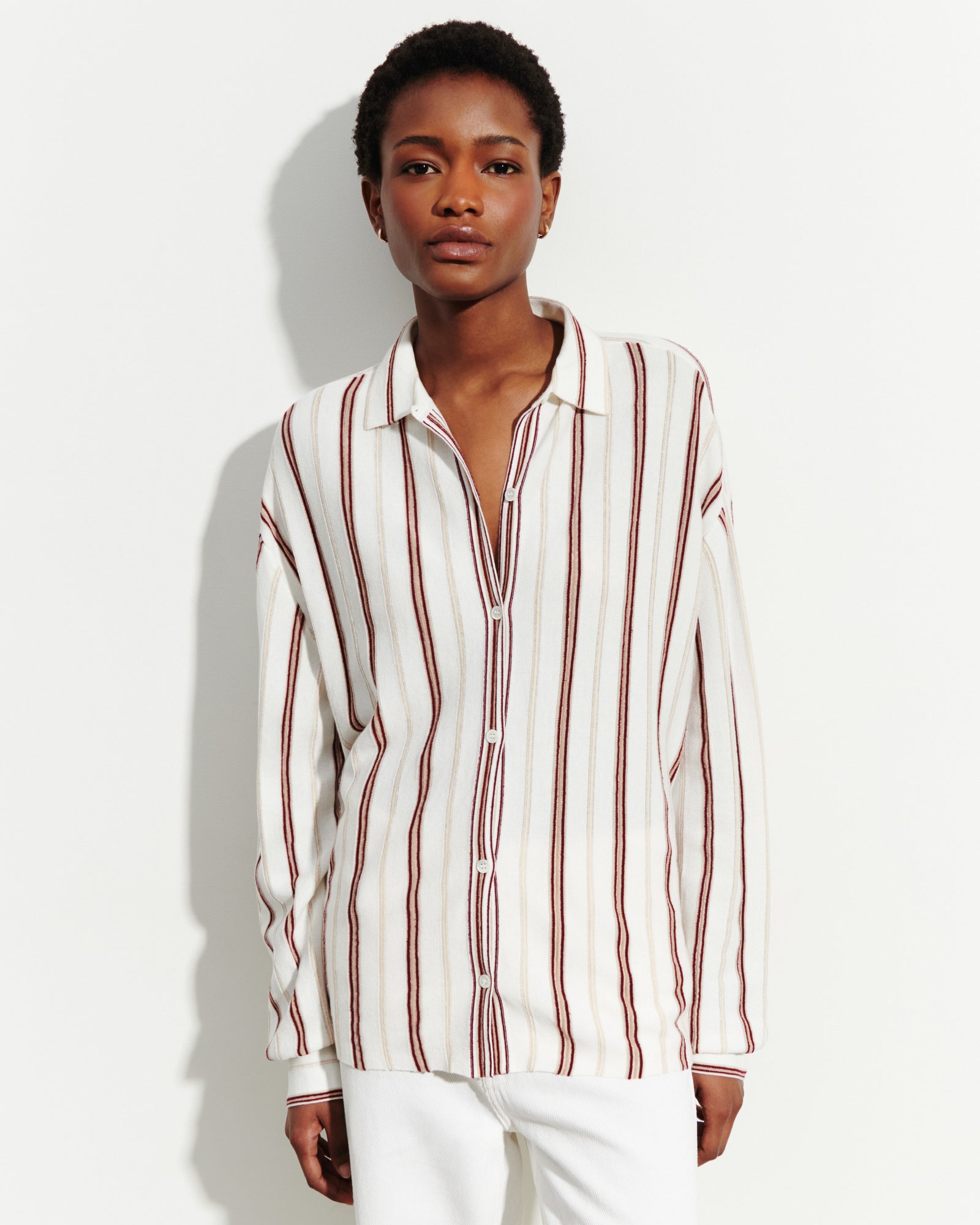 Chemise à rayures-NATUREL-86% coton 9% soie 5% lin