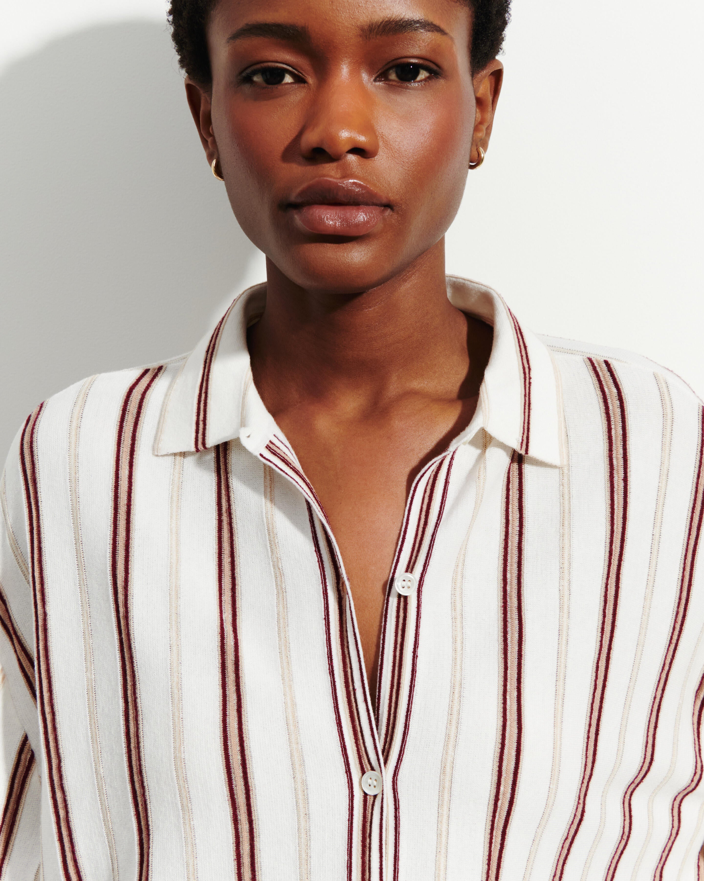 Striped shirt in Cotton, Silk, Linen Women autumn white | Eric Bompard