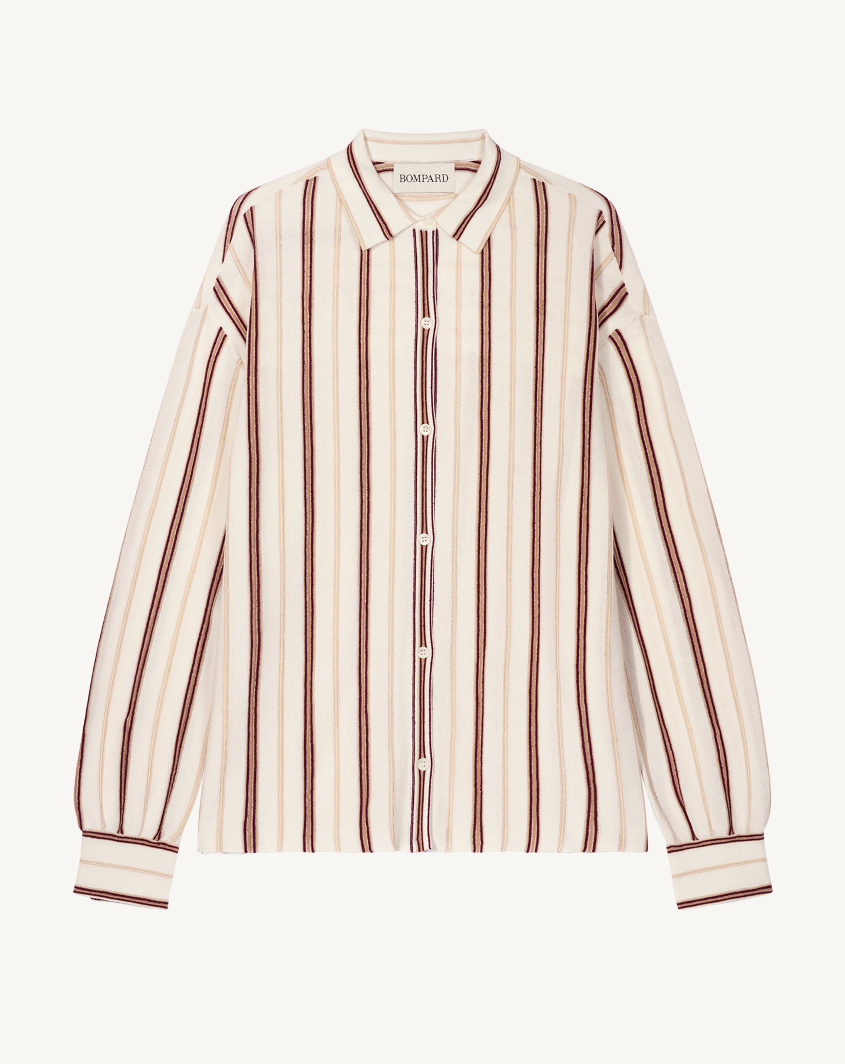 Chemise à rayures-NATUREL-86% coton 9% soie 5% lin
