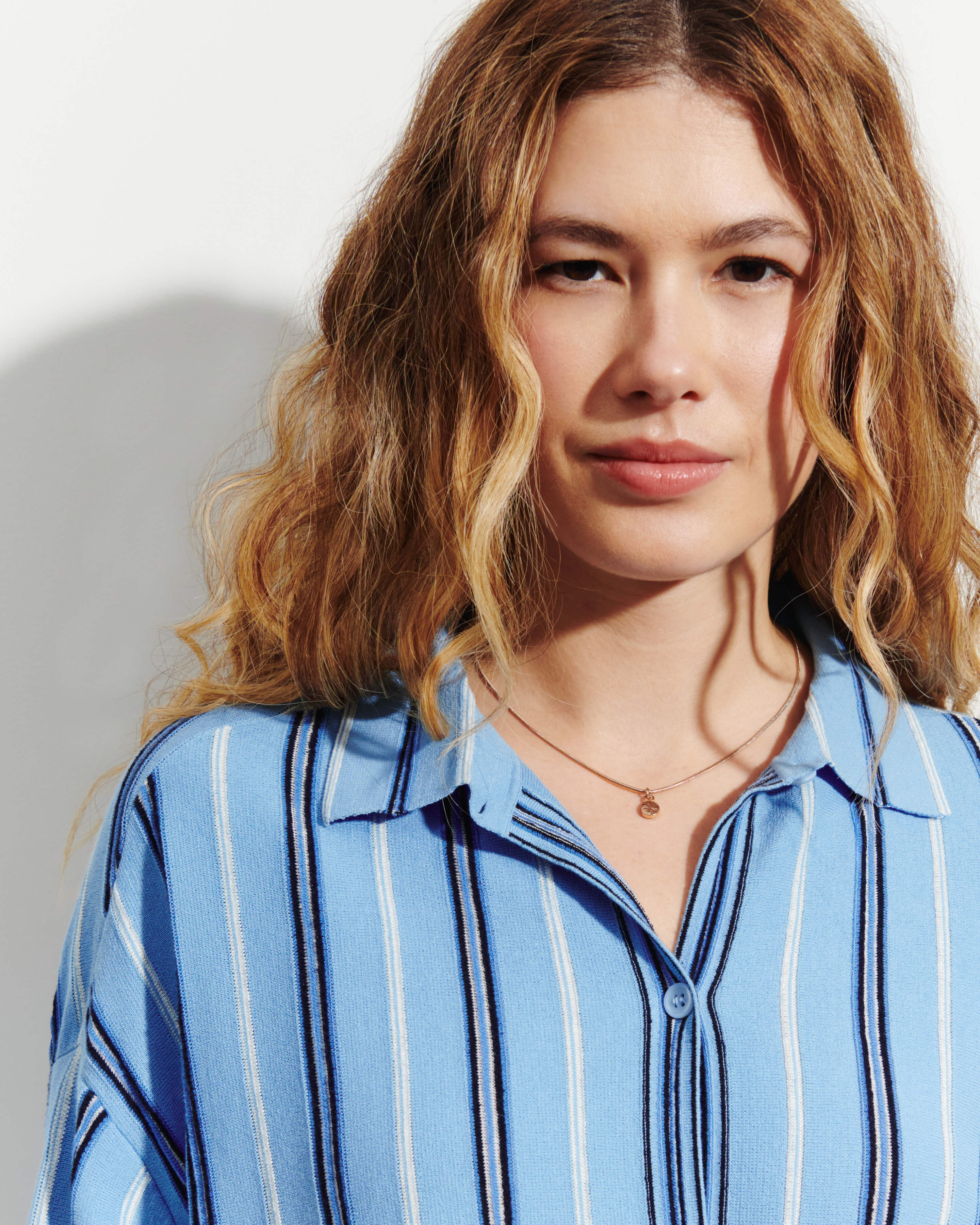 Chemise à rayures-BLEU ALTHEA-86% coton 9% soie 5% lin