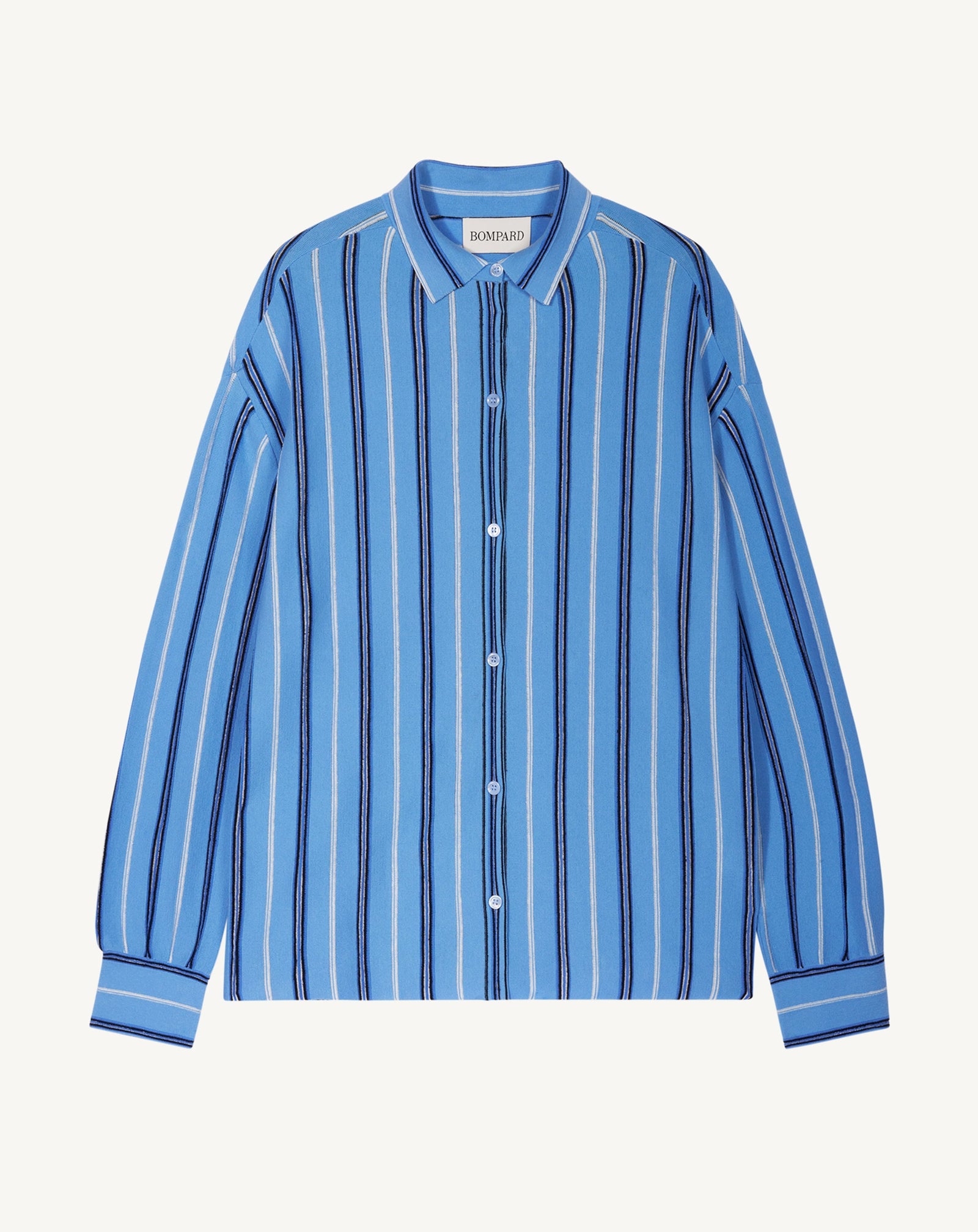 Chemise à rayures-BLEU ALTHEA-86% coton 9% soie 5% lin