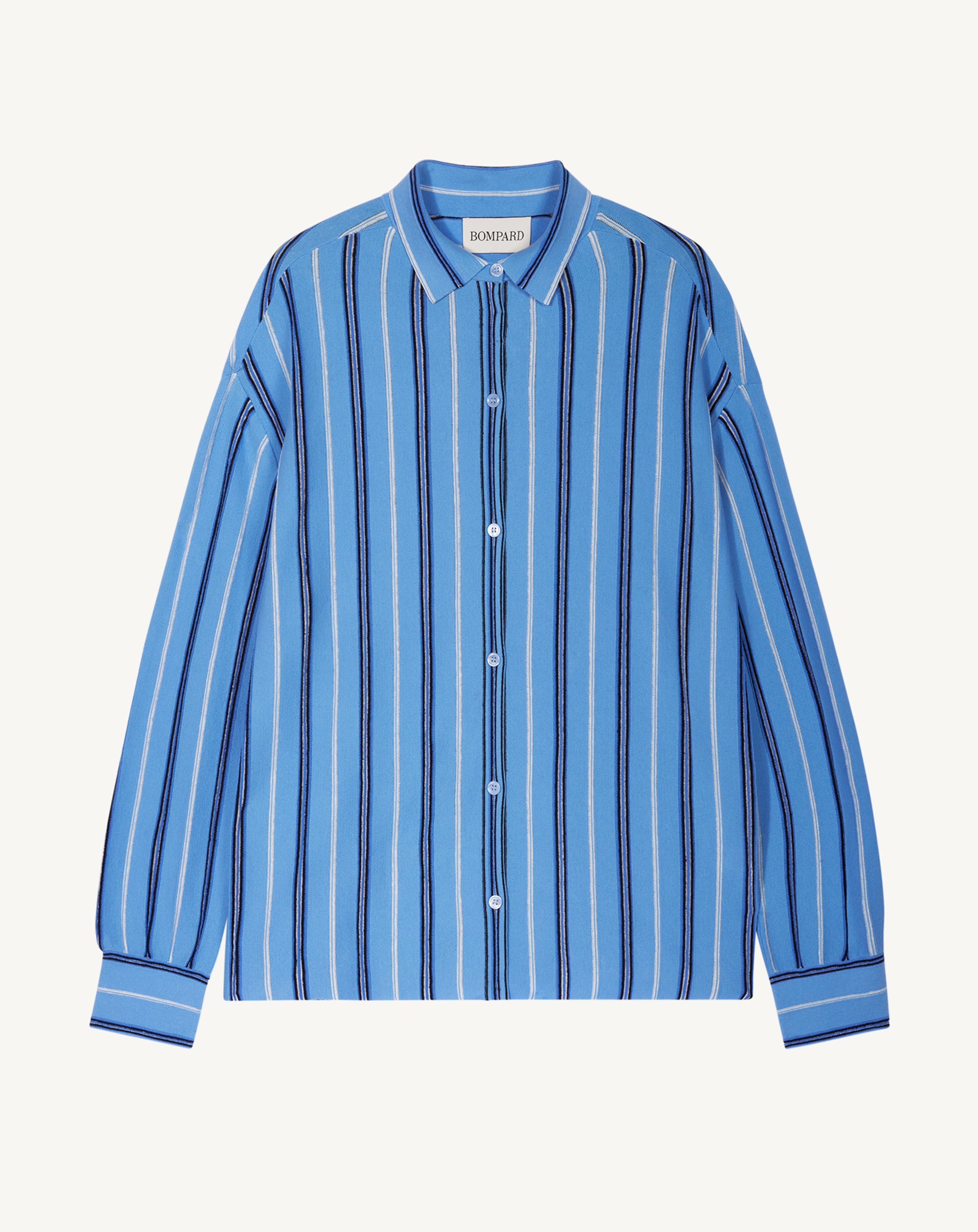 Chemise à rayures-BLEU ALTHEA-86% coton 9% soie 5% lin