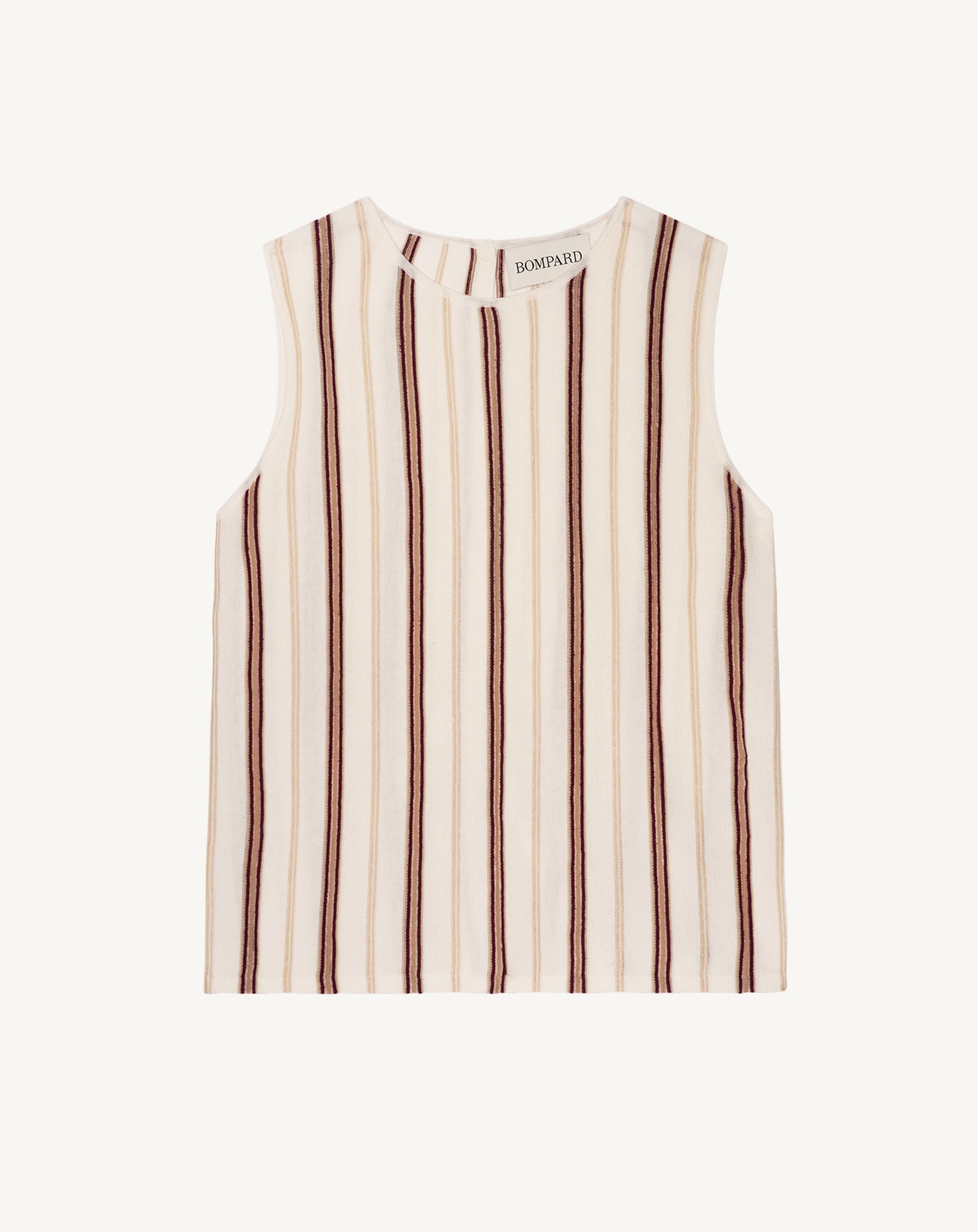 Top sans manches à rayure-NATUREL-86% coton 9% soie 5% lin