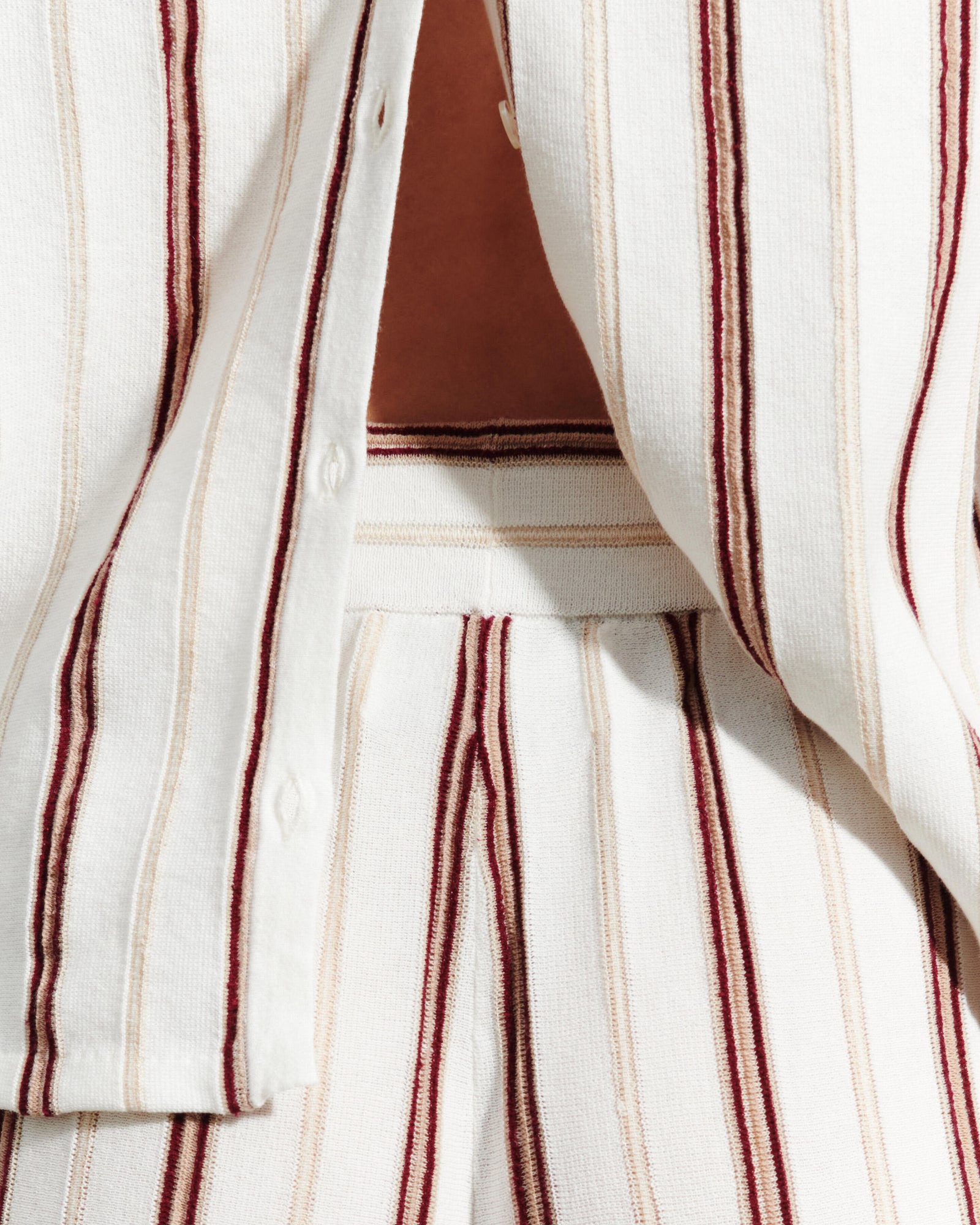 Pantalon à rayures-NATUREL-89% coton 6% lin 5% soie