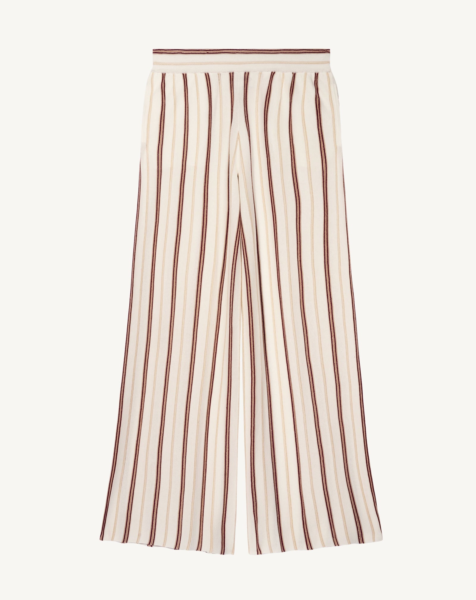 Pantalon à rayures-NATUREL-89% coton 6% lin 5% soie