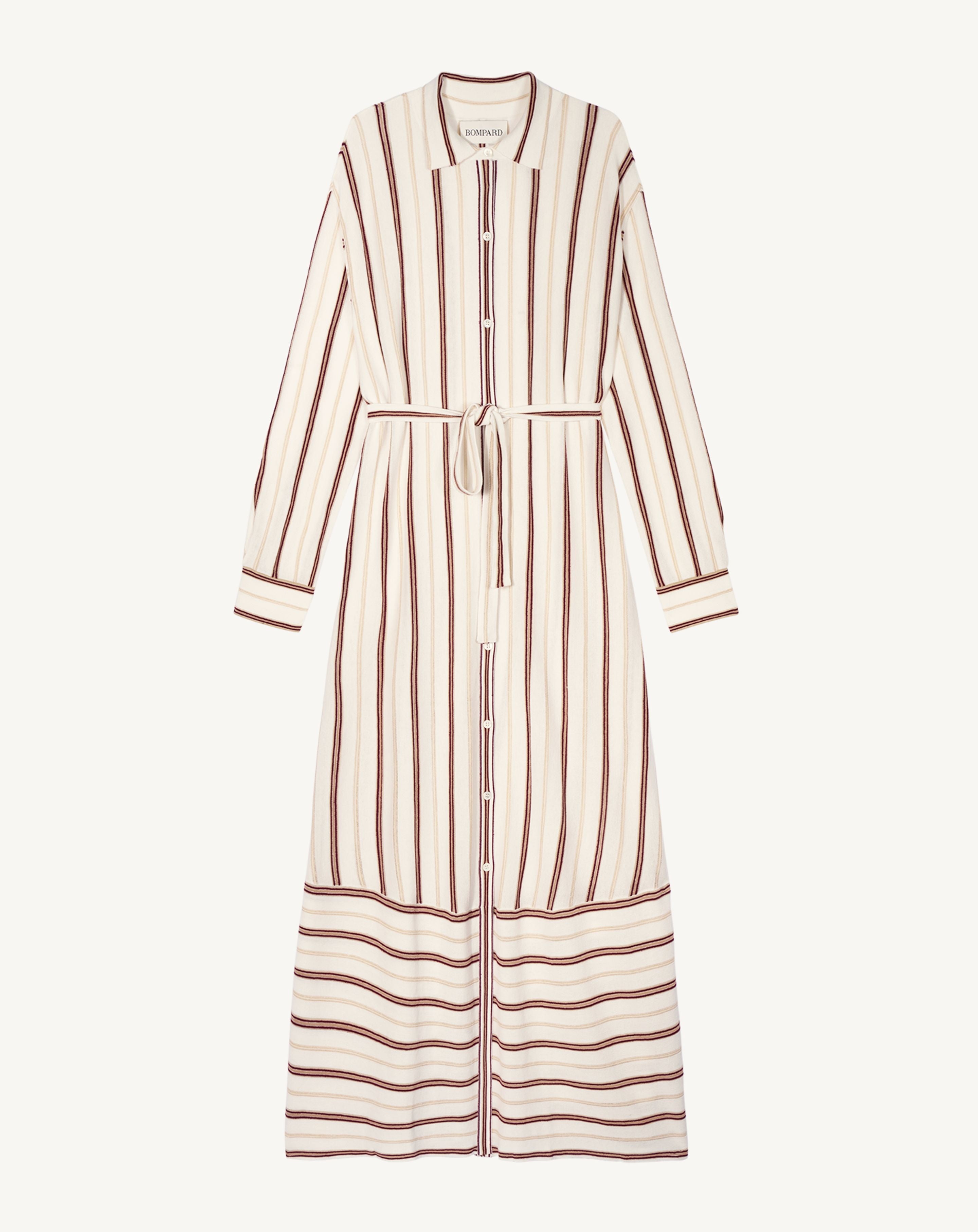 Robe à rayures-NATUREL-89% coton 6% soie 5% lin
