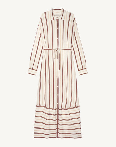 Robe à rayures-NATUREL-89% coton 6% soie 5% lin