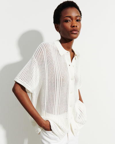 Chemise manches courtes pointelle-NATUREL-100% coton