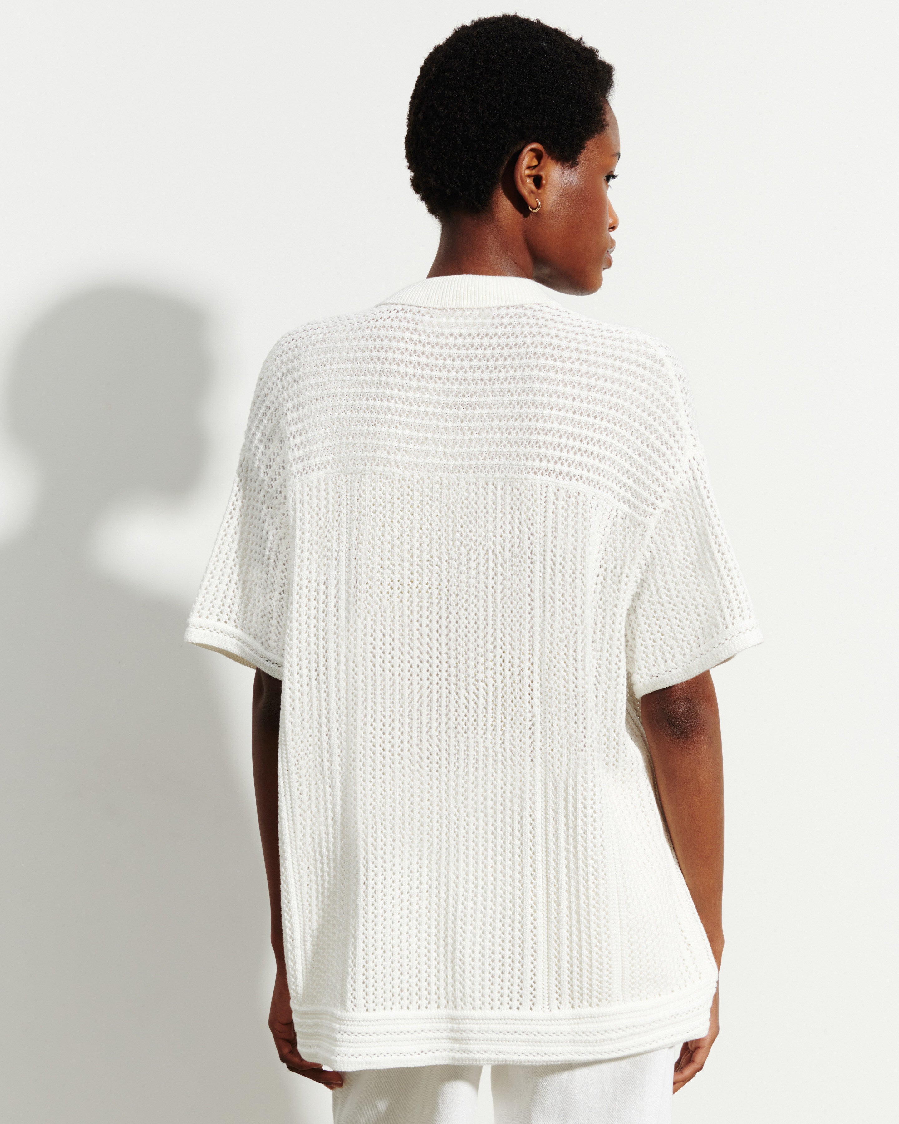 Chemise manches courtes pointelle-NATUREL-100% coton