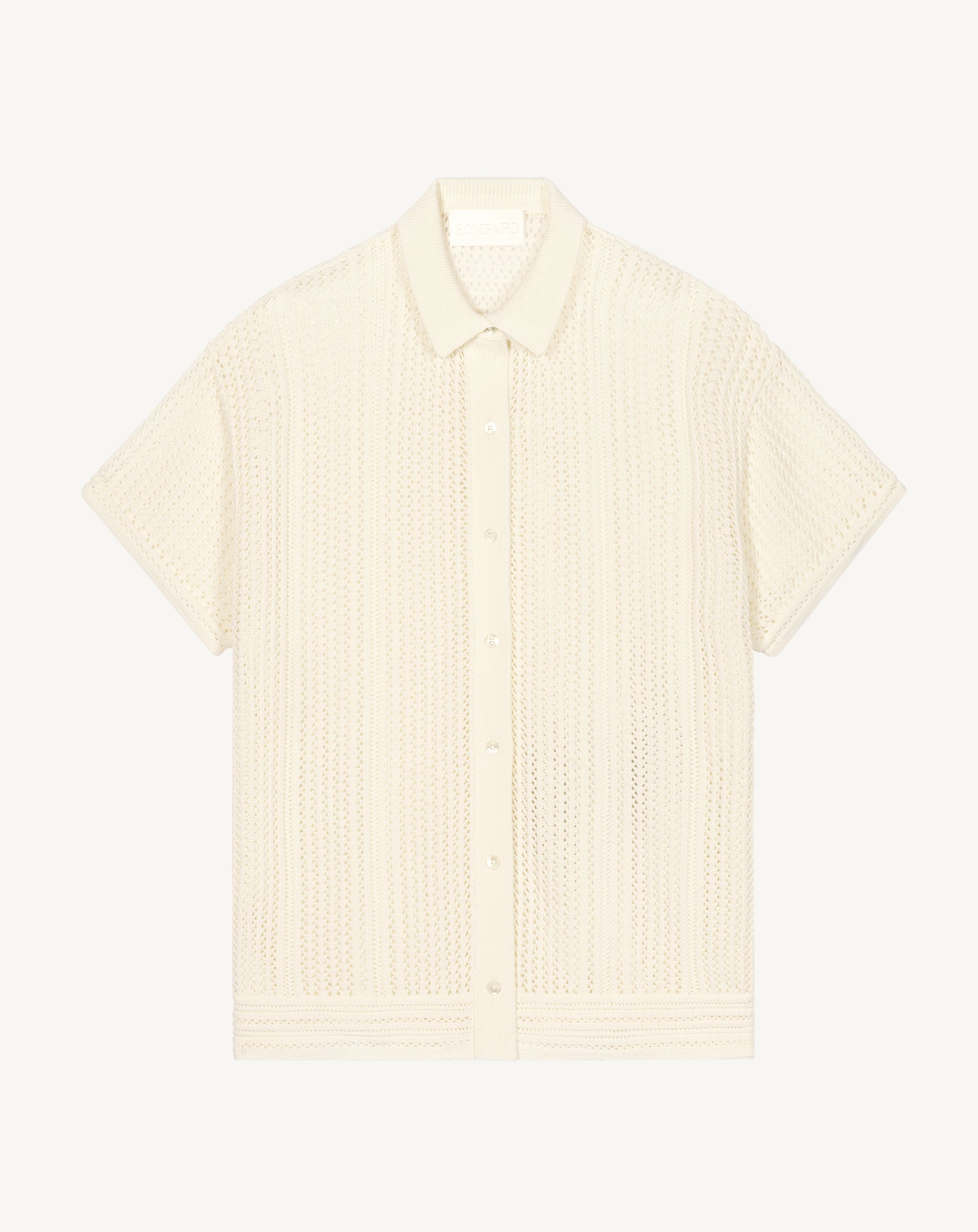 Chemise manches courtes pointelle-NATUREL-100% coton