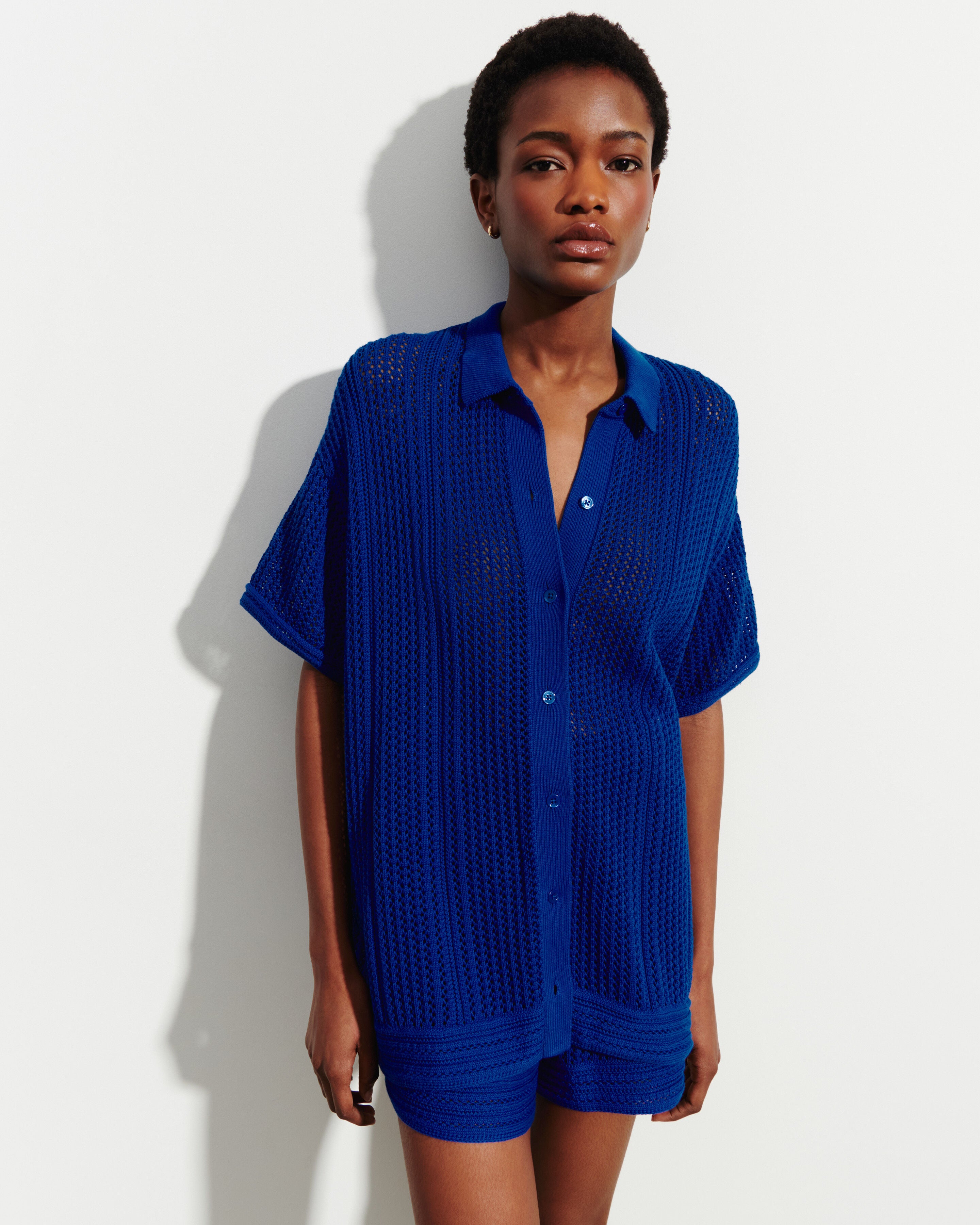 Chemise manches courtes pointelle-ATLANTIQUE-100% coton
