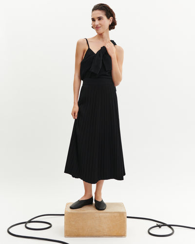 Jupe évasée à côtes-NOIR-100% coton