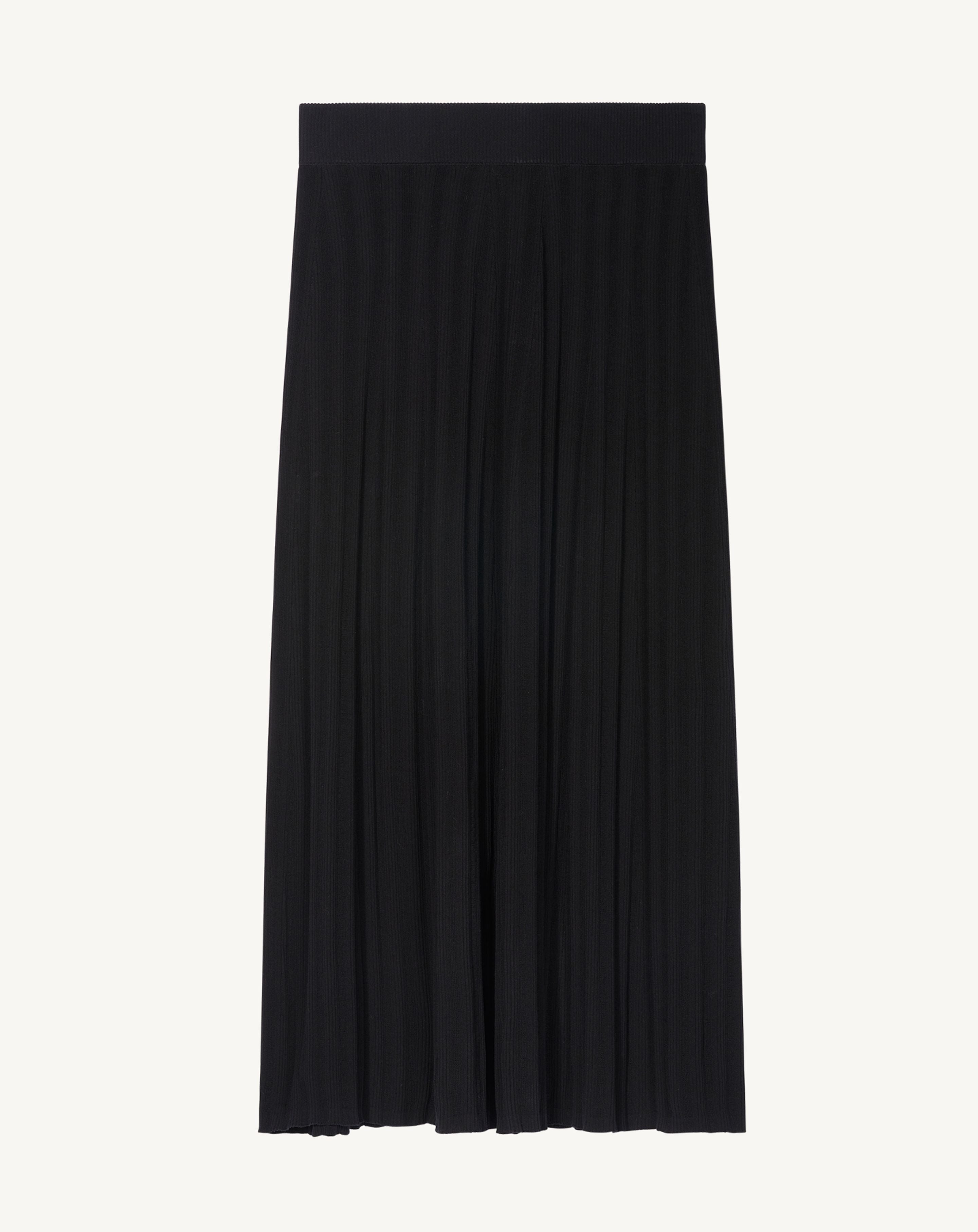 Jupe évasée à côtes-NOIR-100% coton