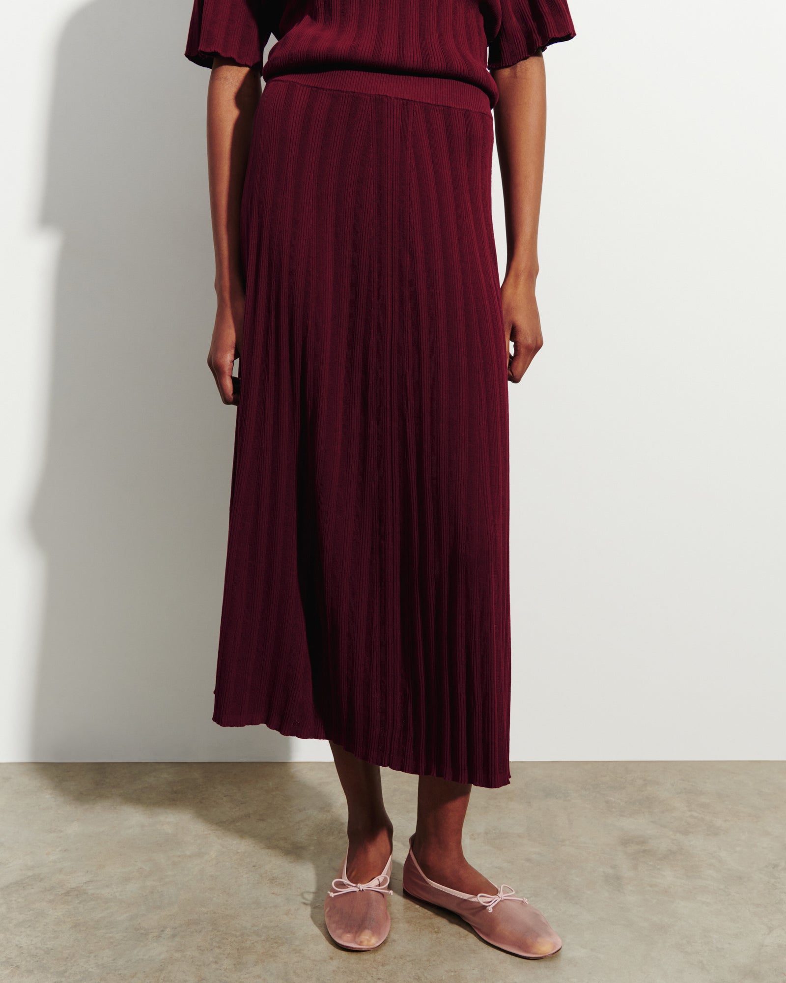 Jupe évasée à côtes-OXALIS-100% coton
