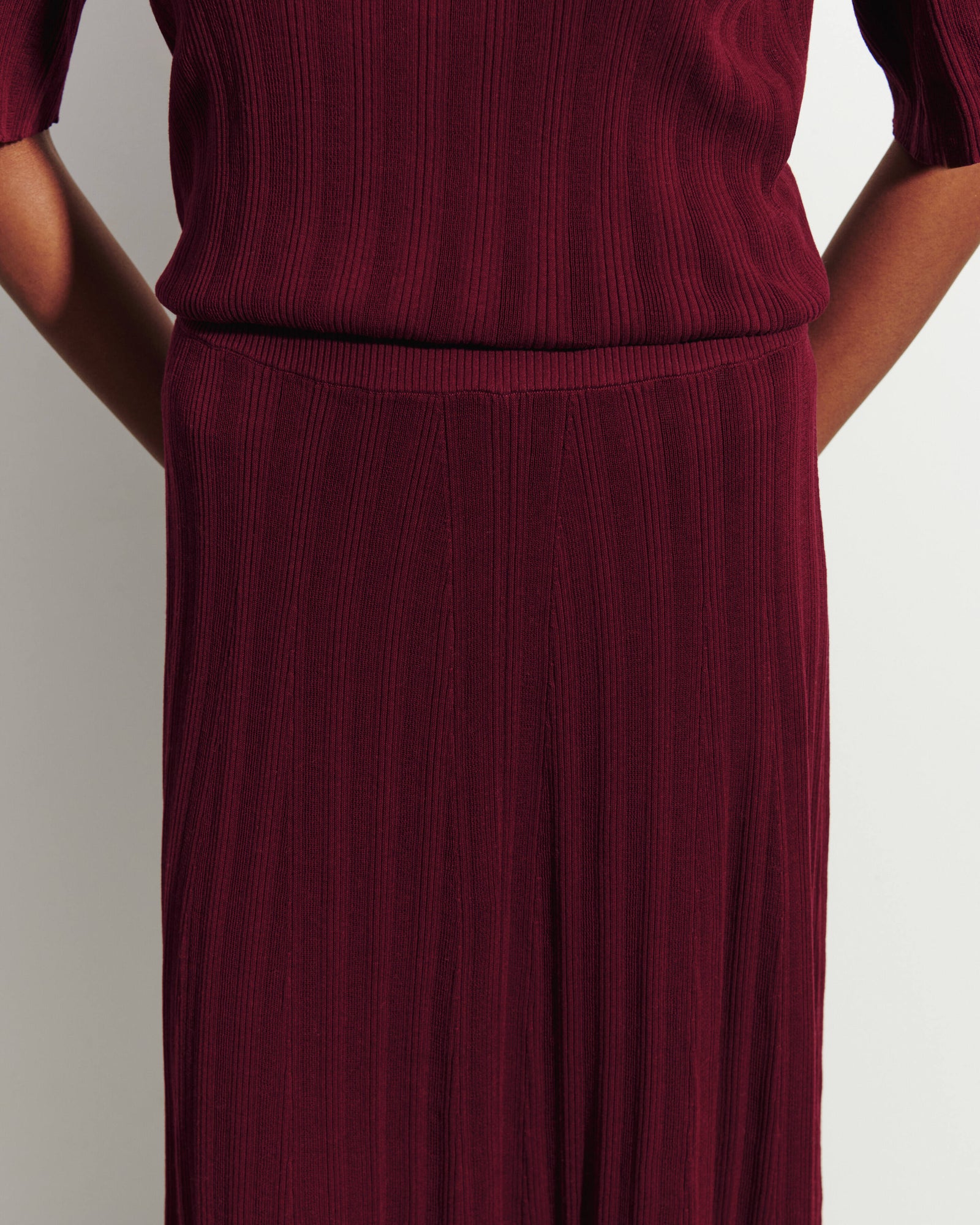 Jupe évasée à côtes-OXALIS-100% coton