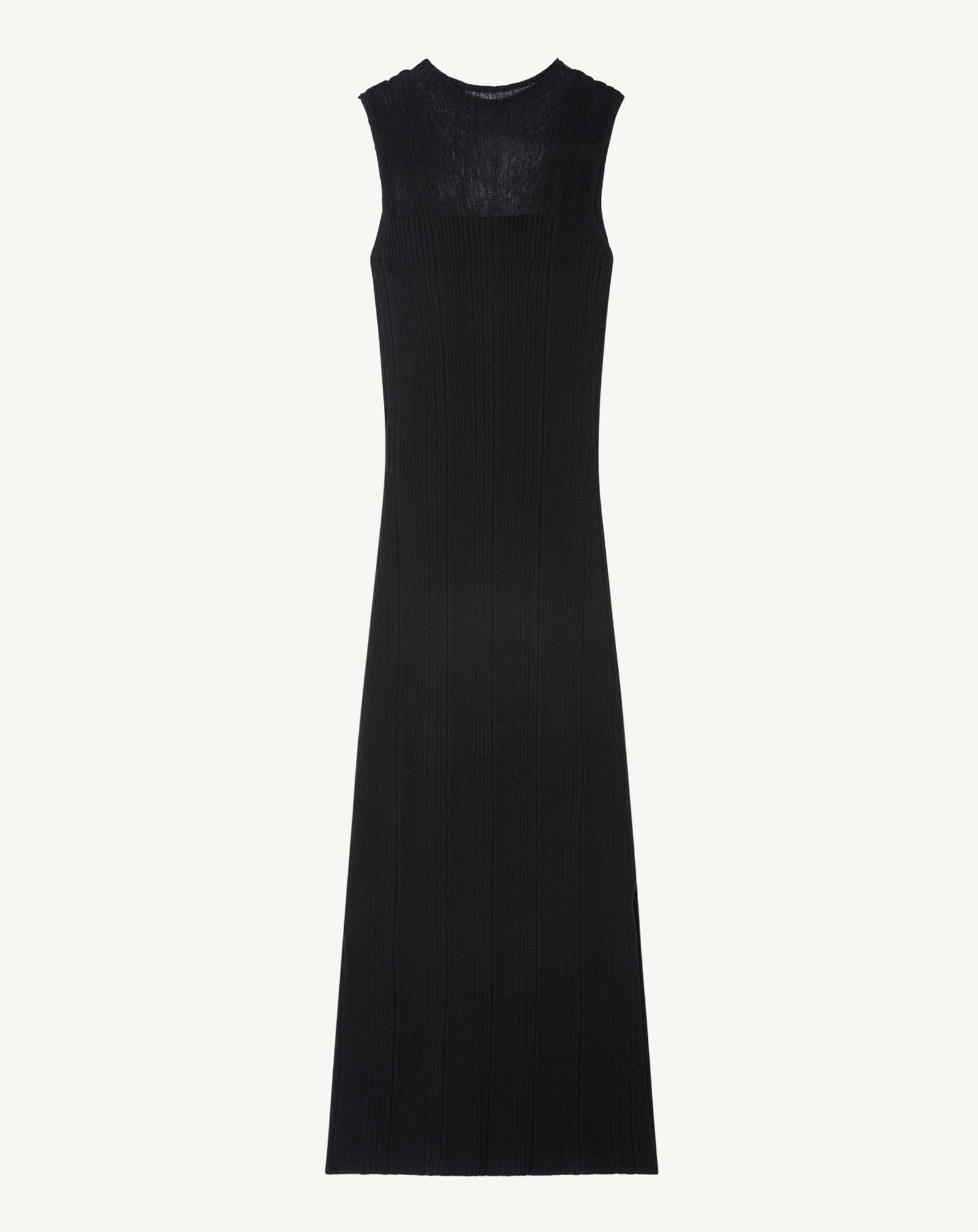 Robe à côtes transparentes-NOIR-50% soie 50% coton