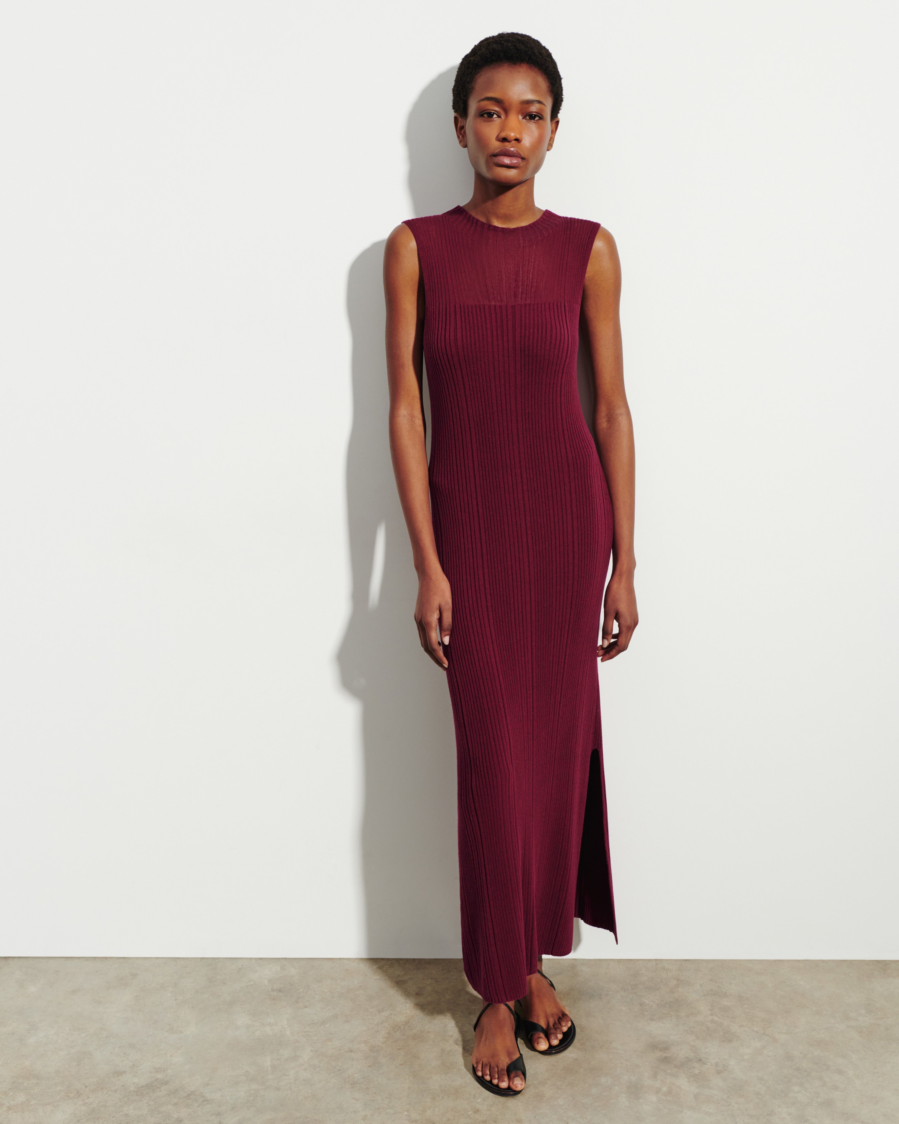 Robe à côtes transparentes-OXALIS-50% soie 50% coton