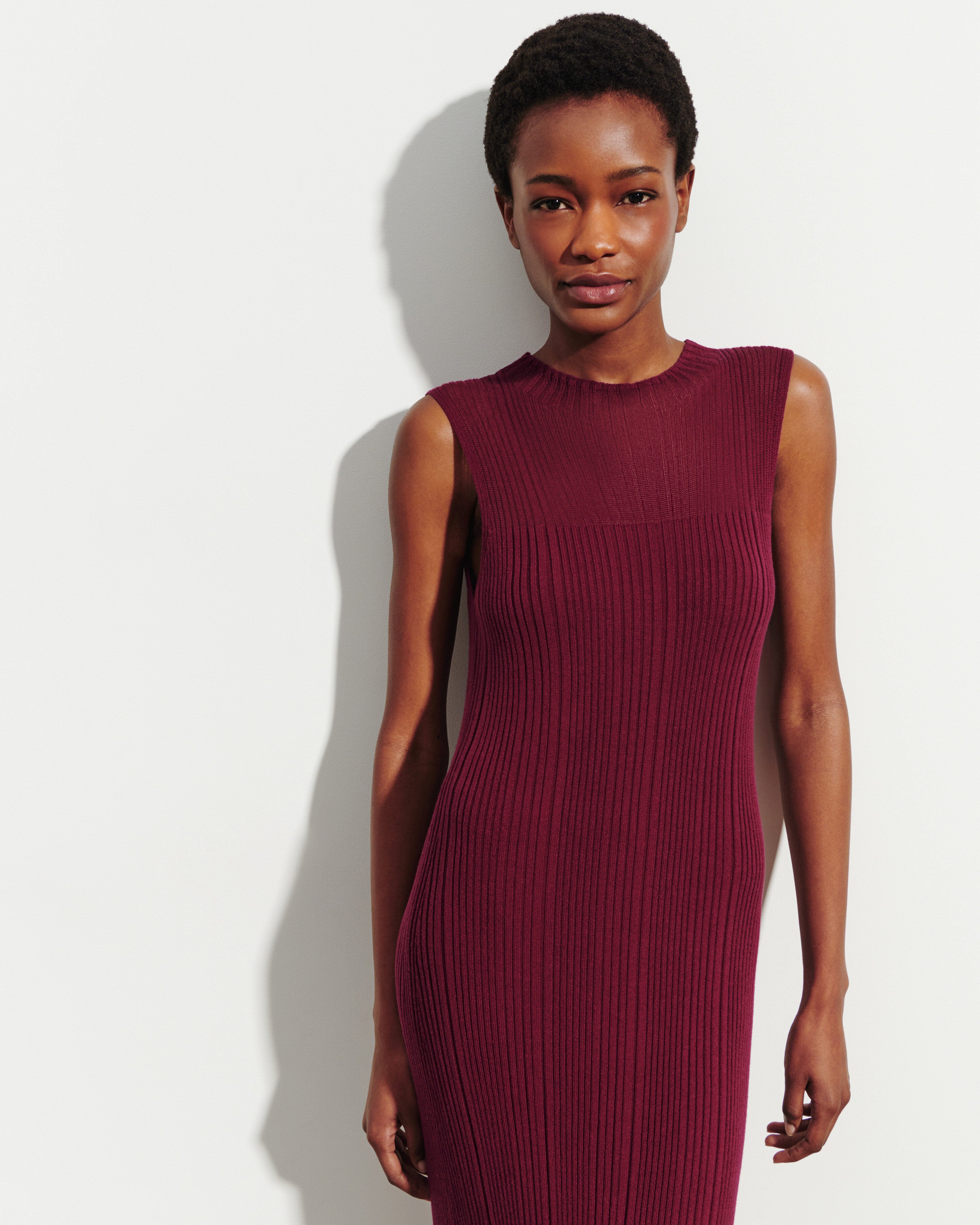 Robe à côtes transparentes-OXALIS-50% soie 50% coton