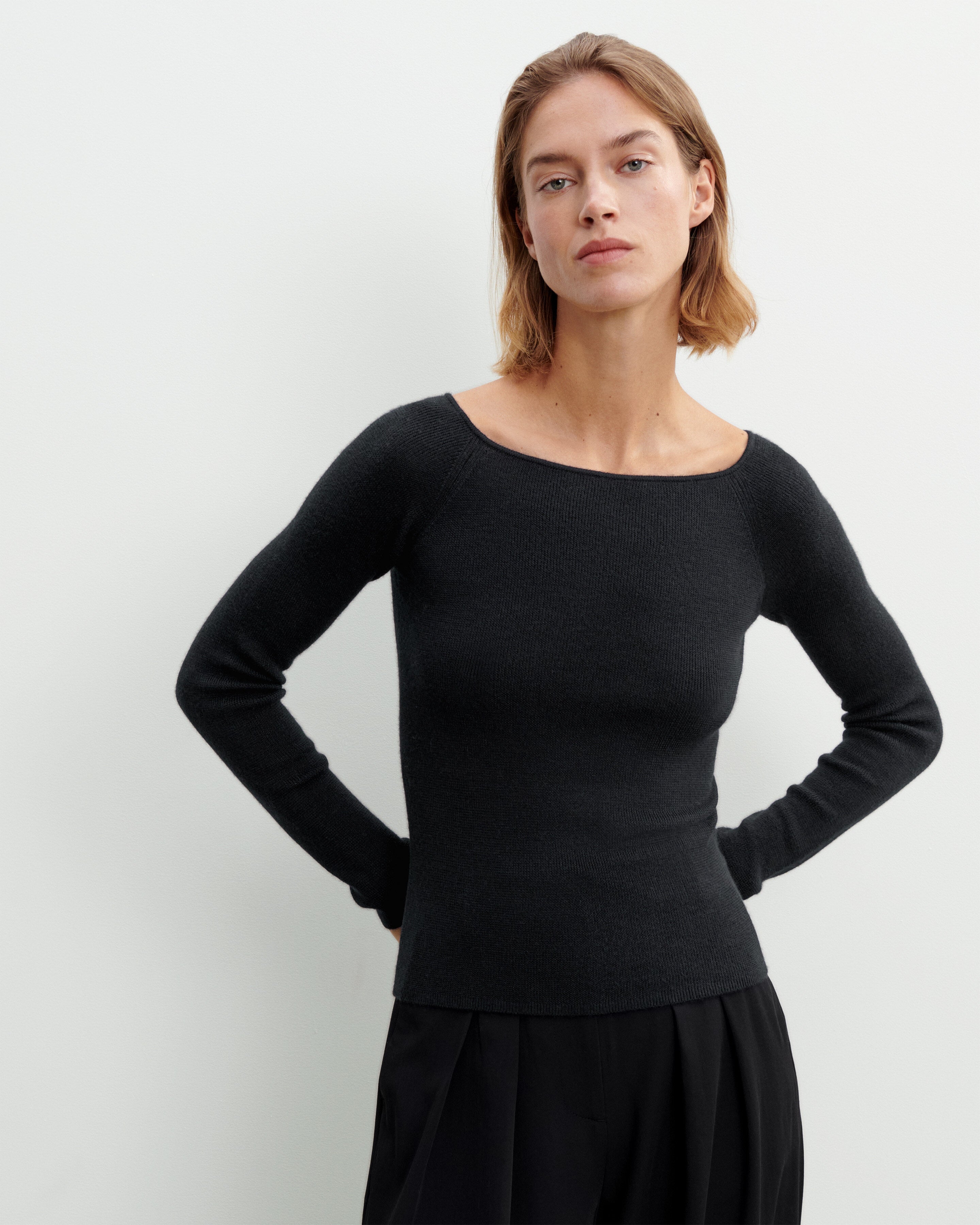 Top épaules dénudées-NOIR-70% cachemire 30% soie