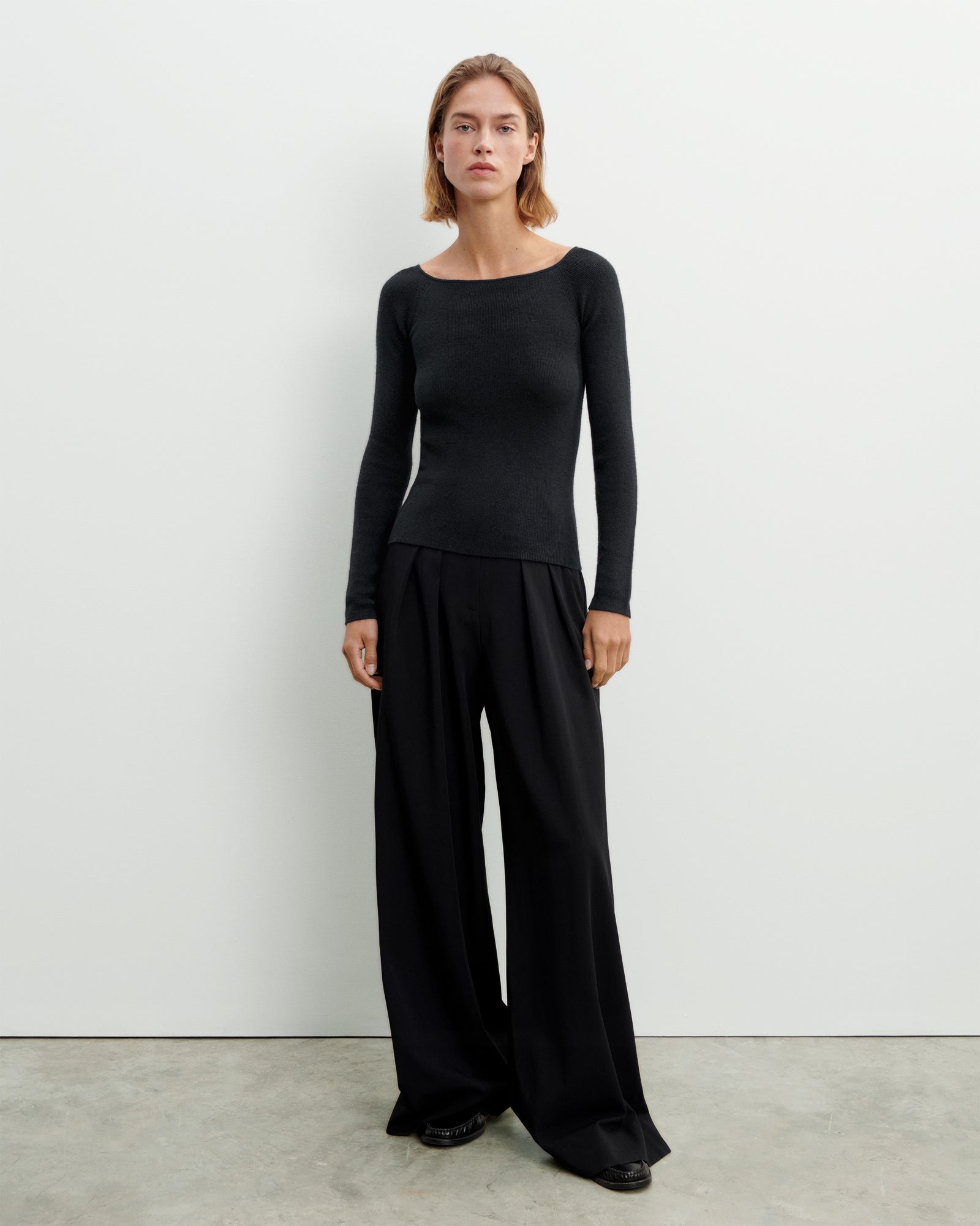 Top épaules dénudées-NOIR-70% cachemire 30% soie