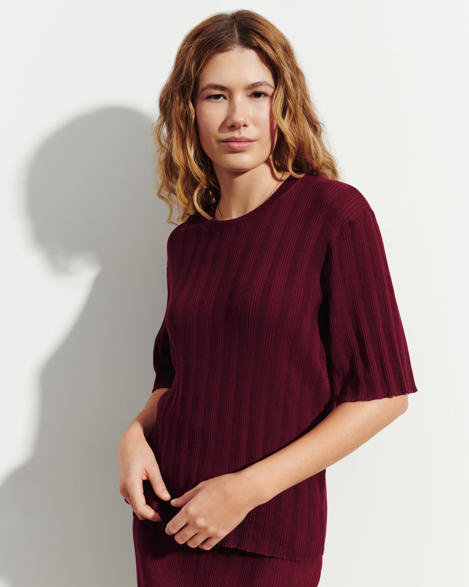 T-shirt ample à côtes-OXALIS-100% coton