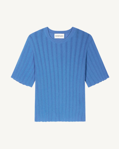 T-shirt ample à côtes-BLEU ALTHEA-100% coton