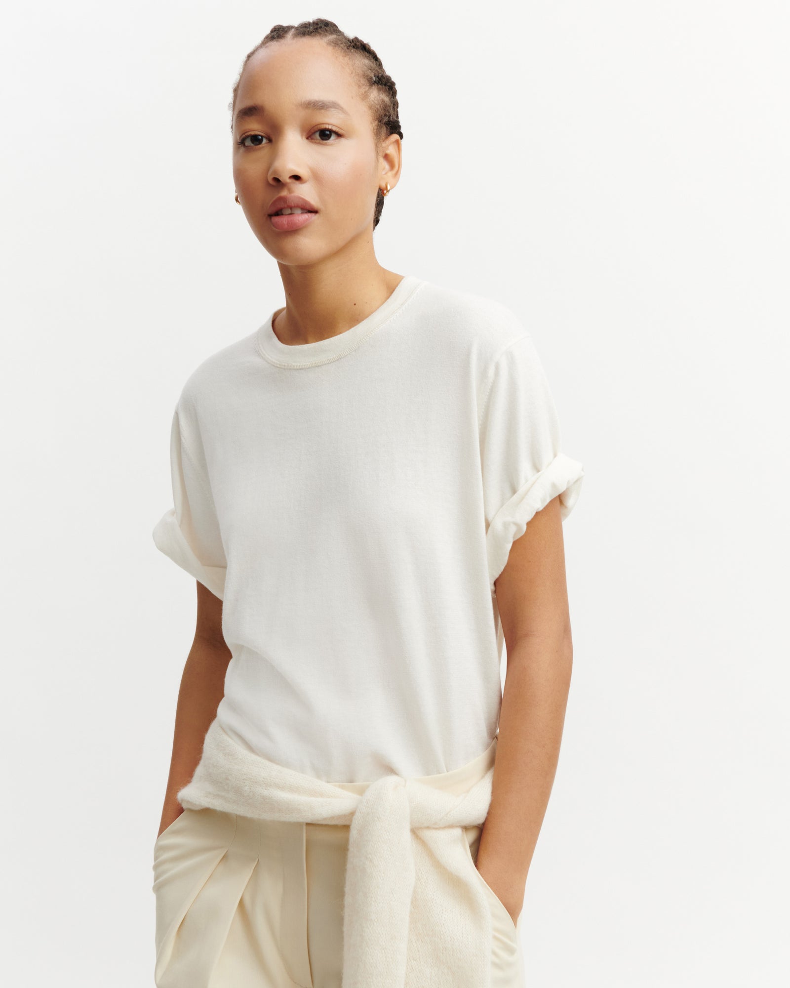 T-shirt ample-NATUREL-85% pima coton 15% cachemire