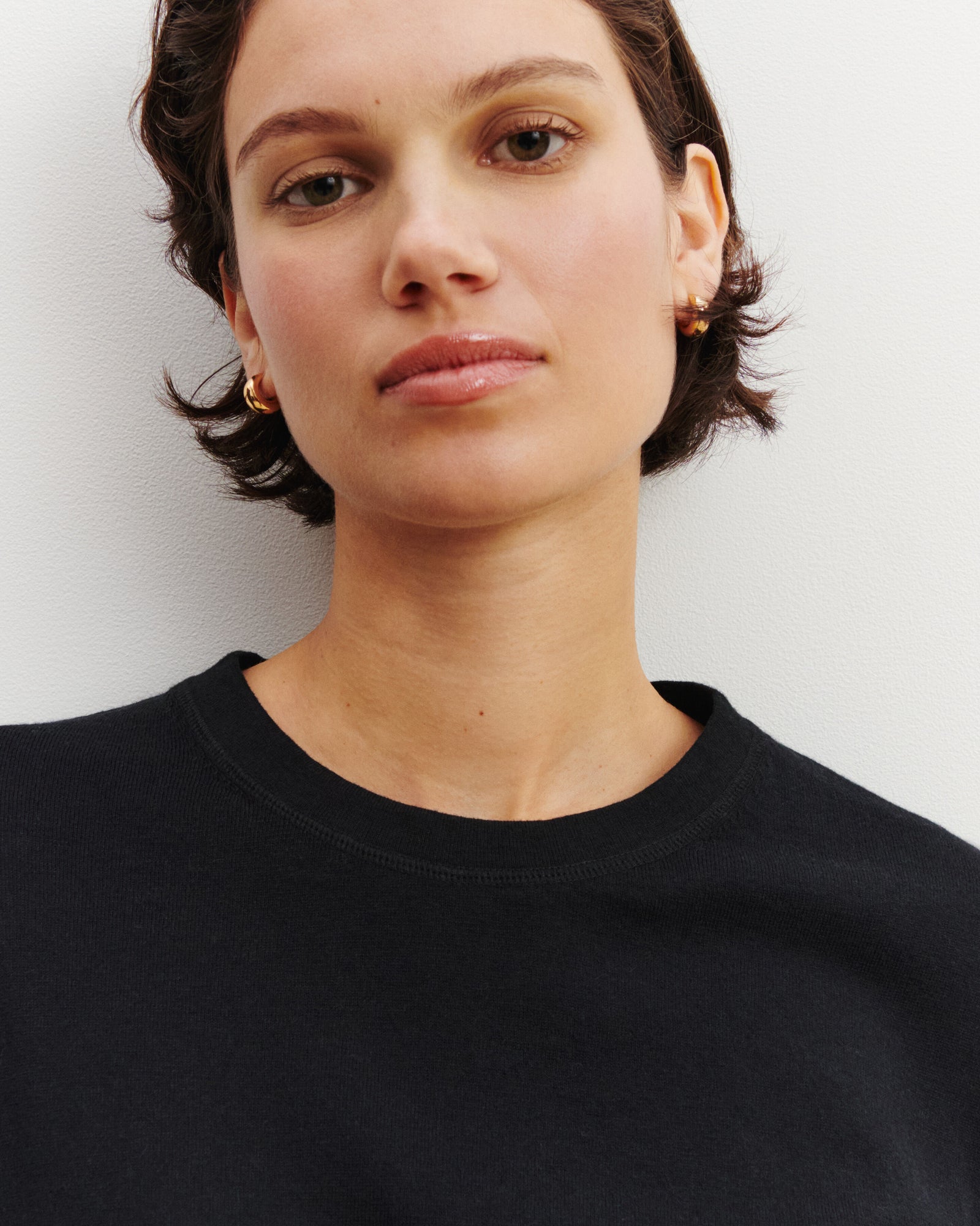 T-shirt ample-NOIR-85% pima coton 15% cachemire