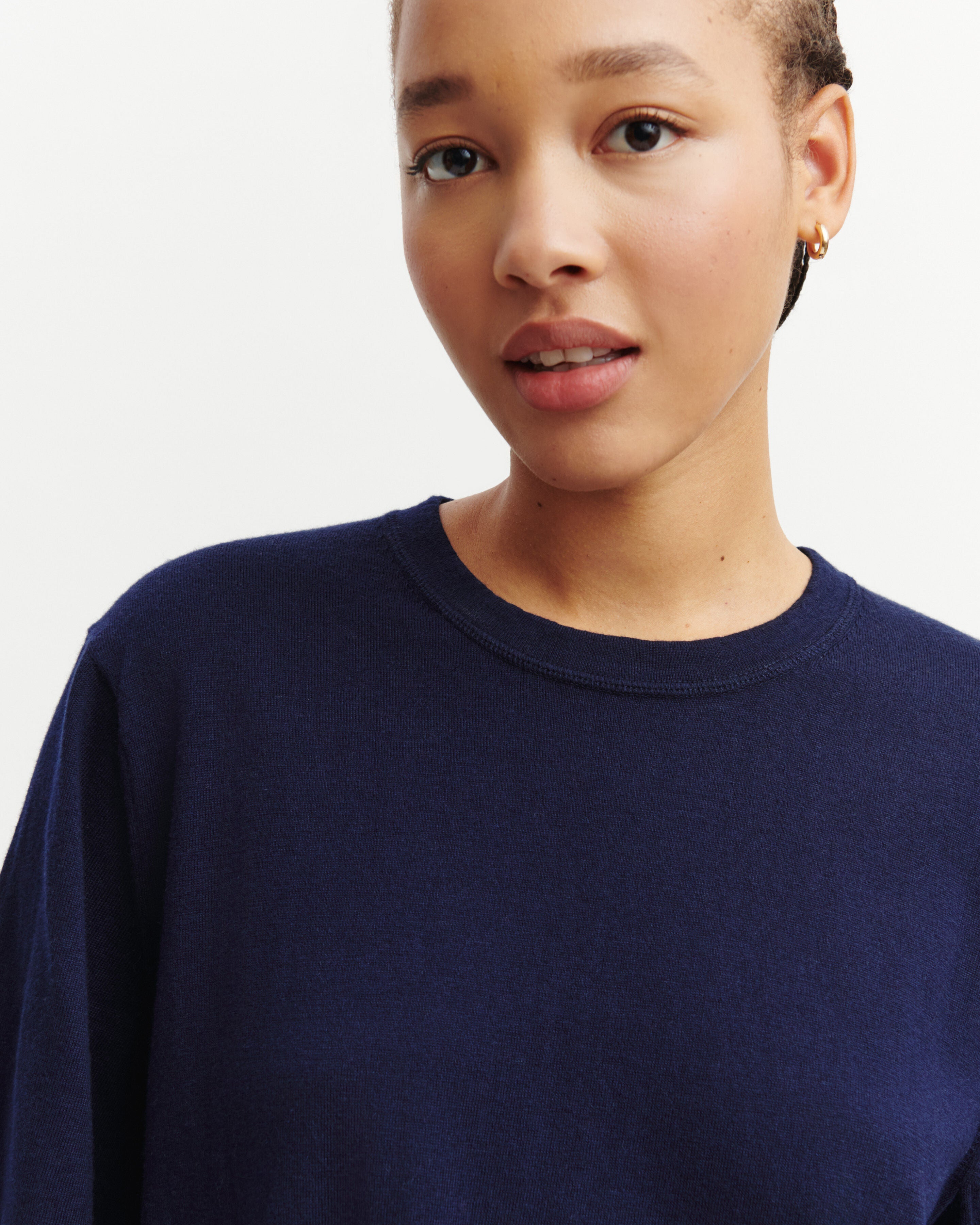 T-shirt ample-MARINE-85% pima coton 15% cachemire