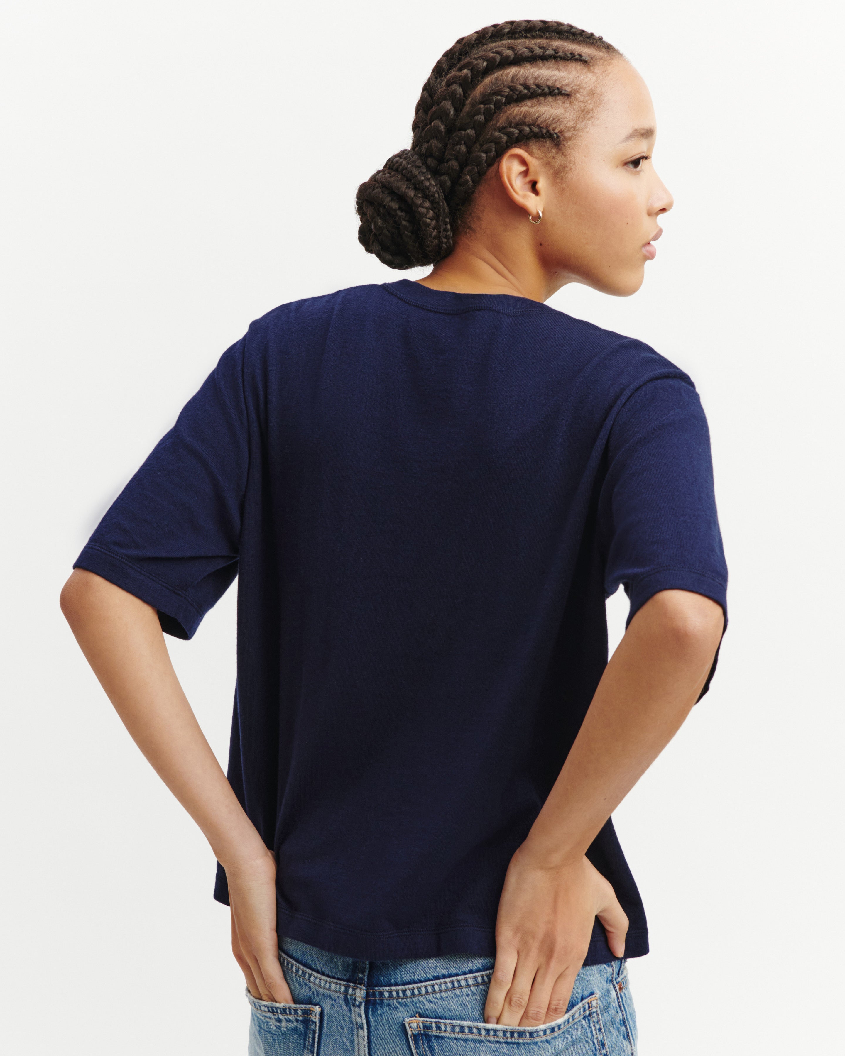 T-shirt ample-MARINE-85% pima coton 15% cachemire
