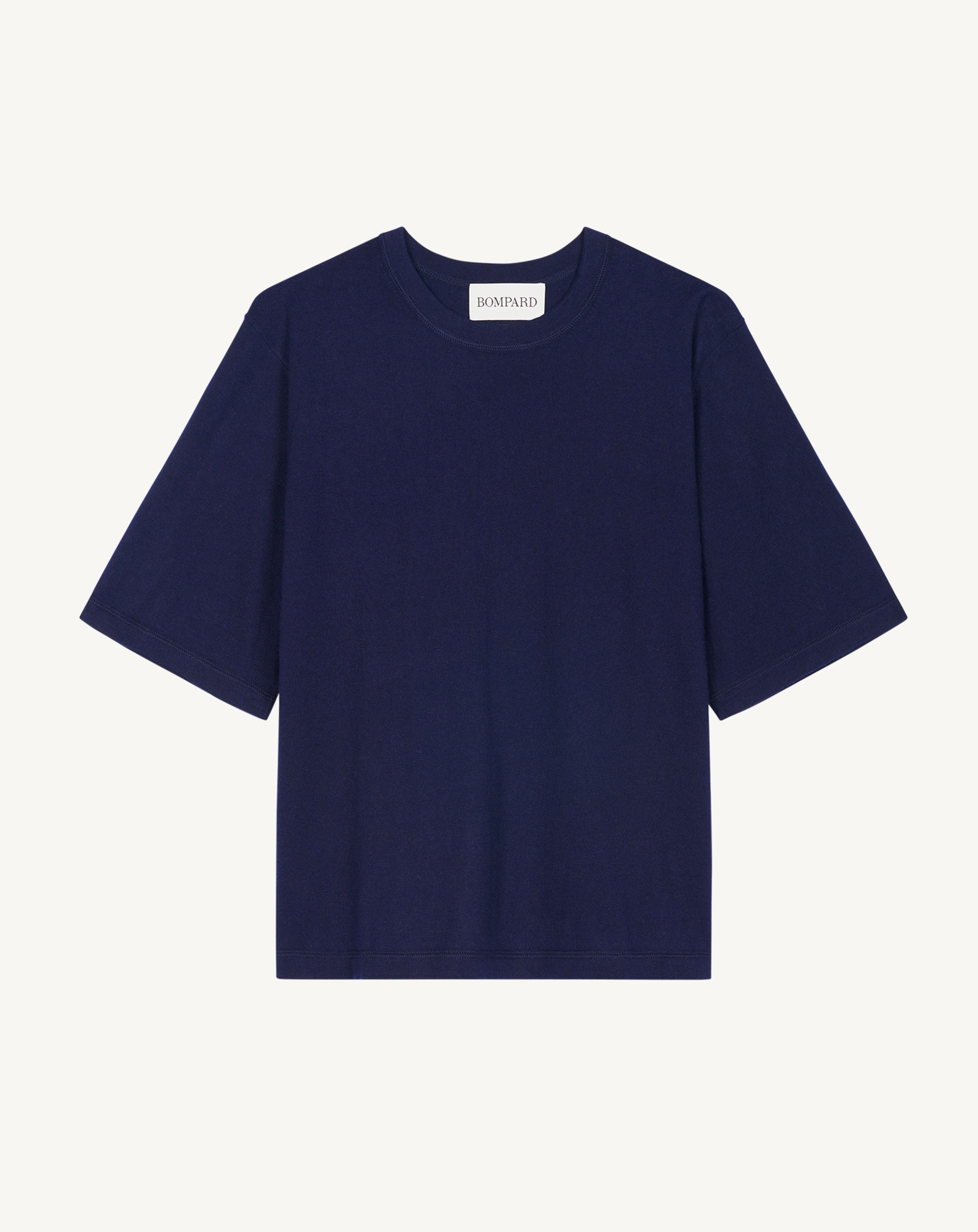 T-shirt ample-MARINE-85% pima coton 15% cachemire