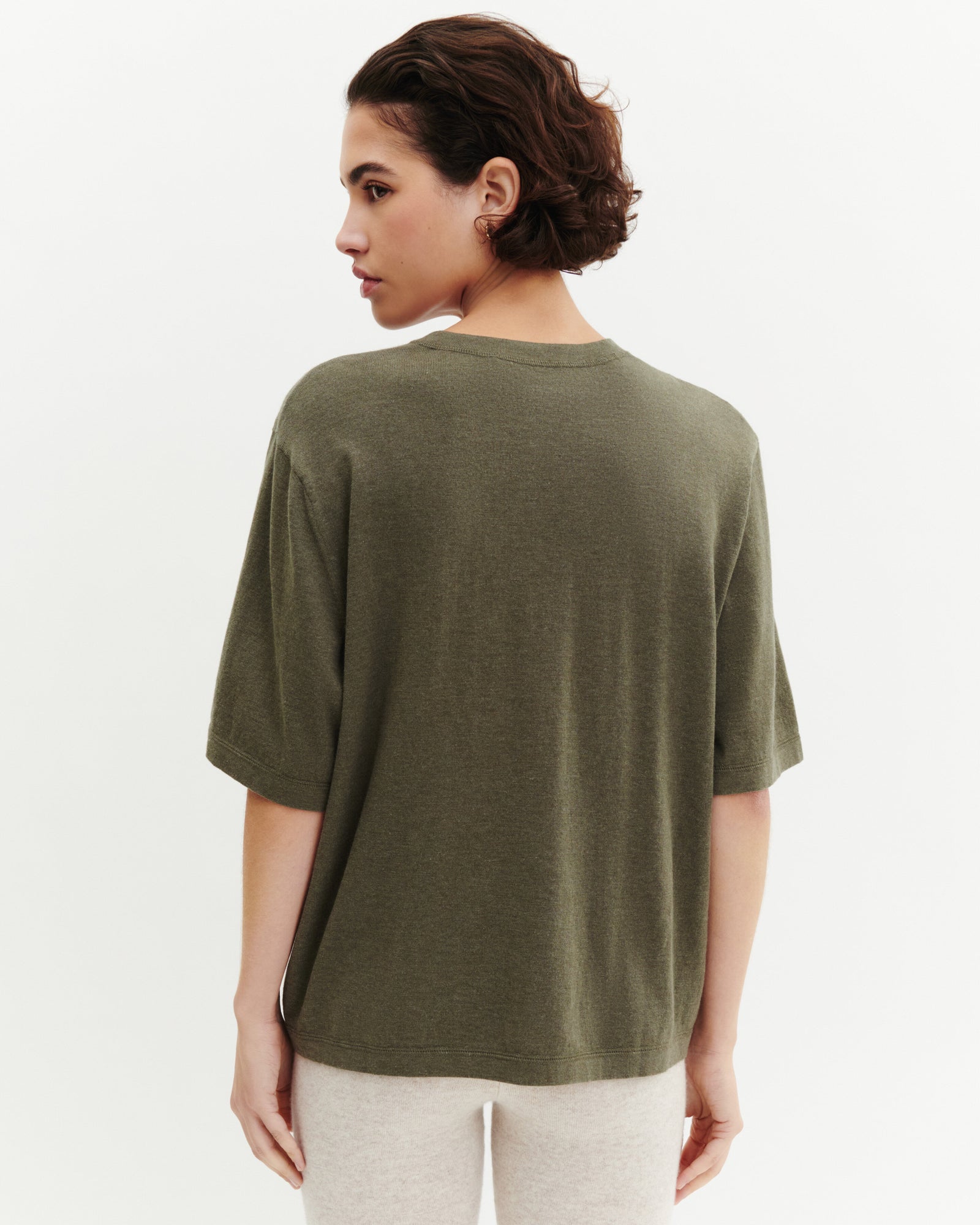 T-shirt ample-KAKI OMBRE-85% pima coton 15% cachemire