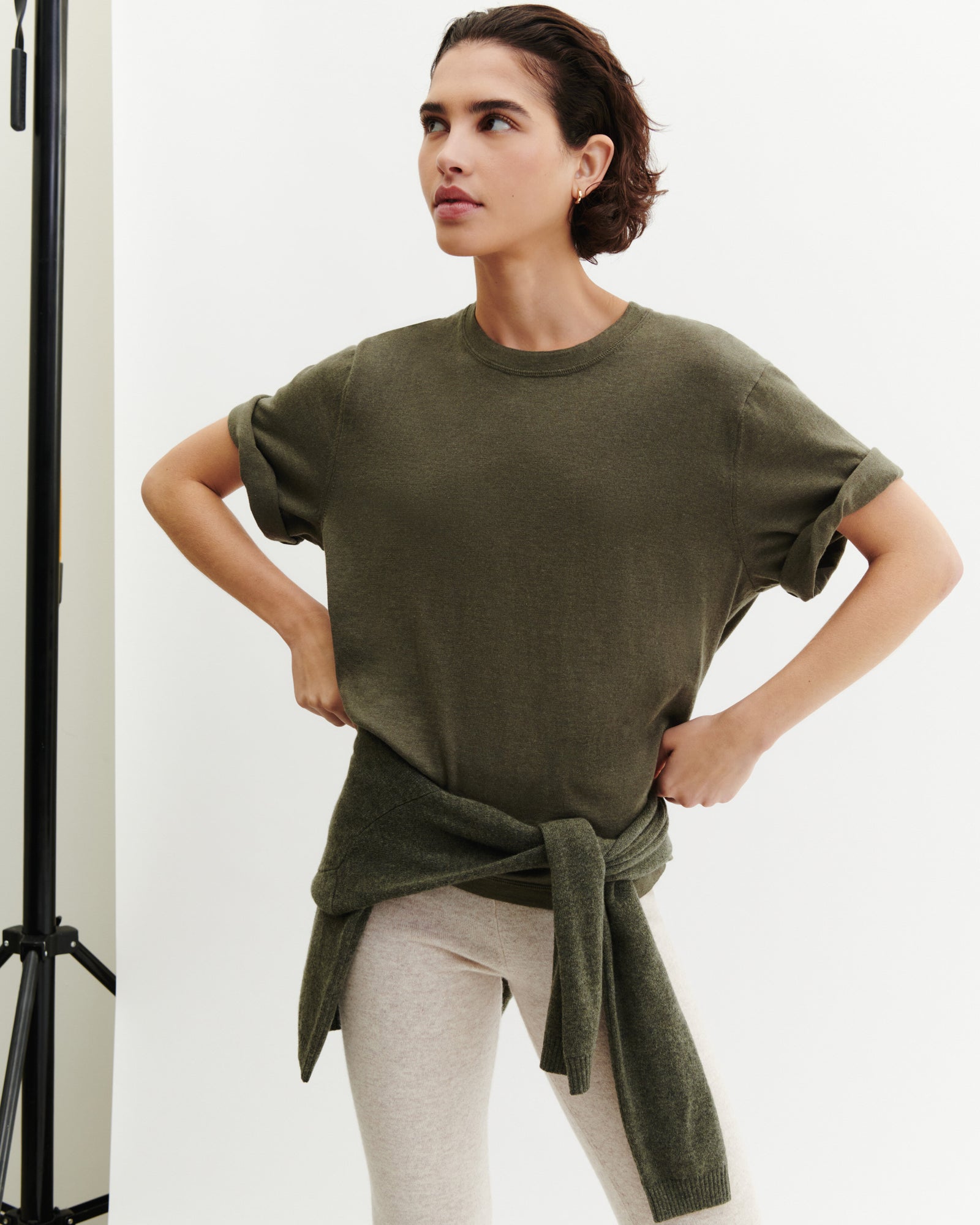 T-shirt ample-KAKI OMBRE-85% pima coton 15% cachemire