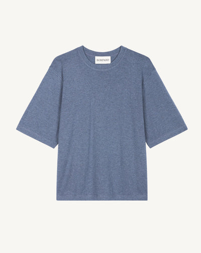 T-shirt ample-BLEU AVERSE-85% pima coton 15% cachemire