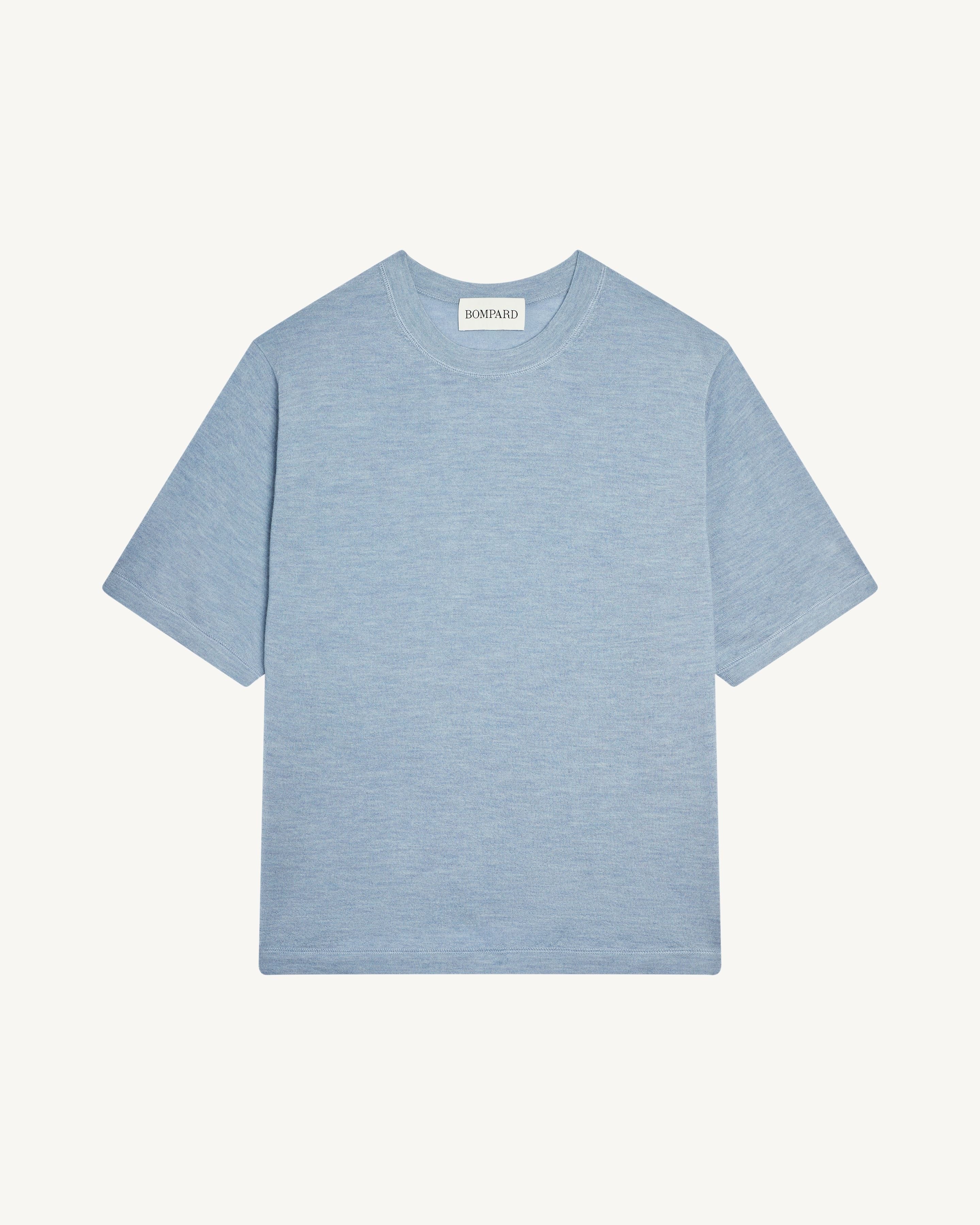 T-shirt ample-BLEU GLACIER-85% pima coton 15% cachemire
