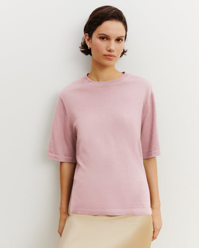 T-shirt ample Farah-ROSE QUARTZ-85% pima coton 15% cachemire