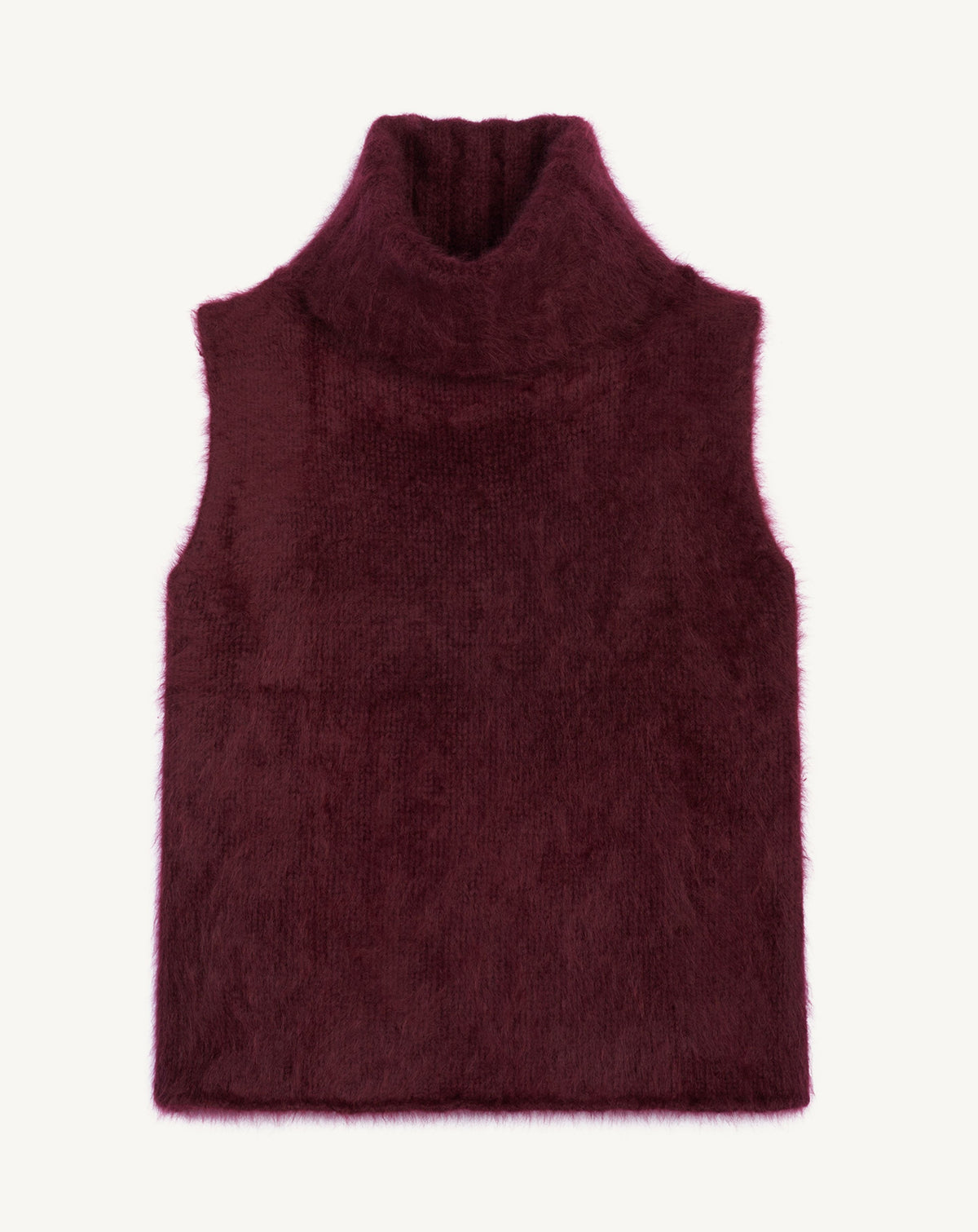 Pull sans manches brossé-GRENAT-100% cachemire