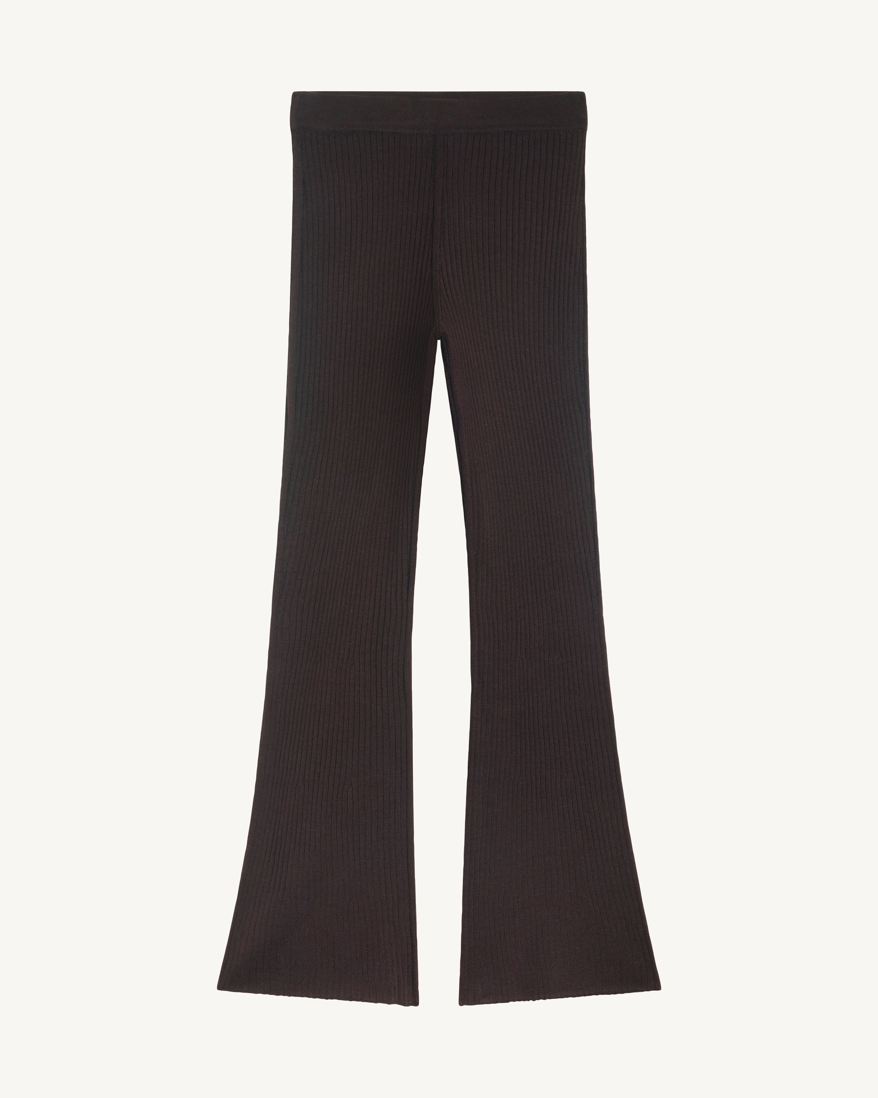 Pantalon fluide à côtes-RISTRETTO-85% soie 15% cachemire