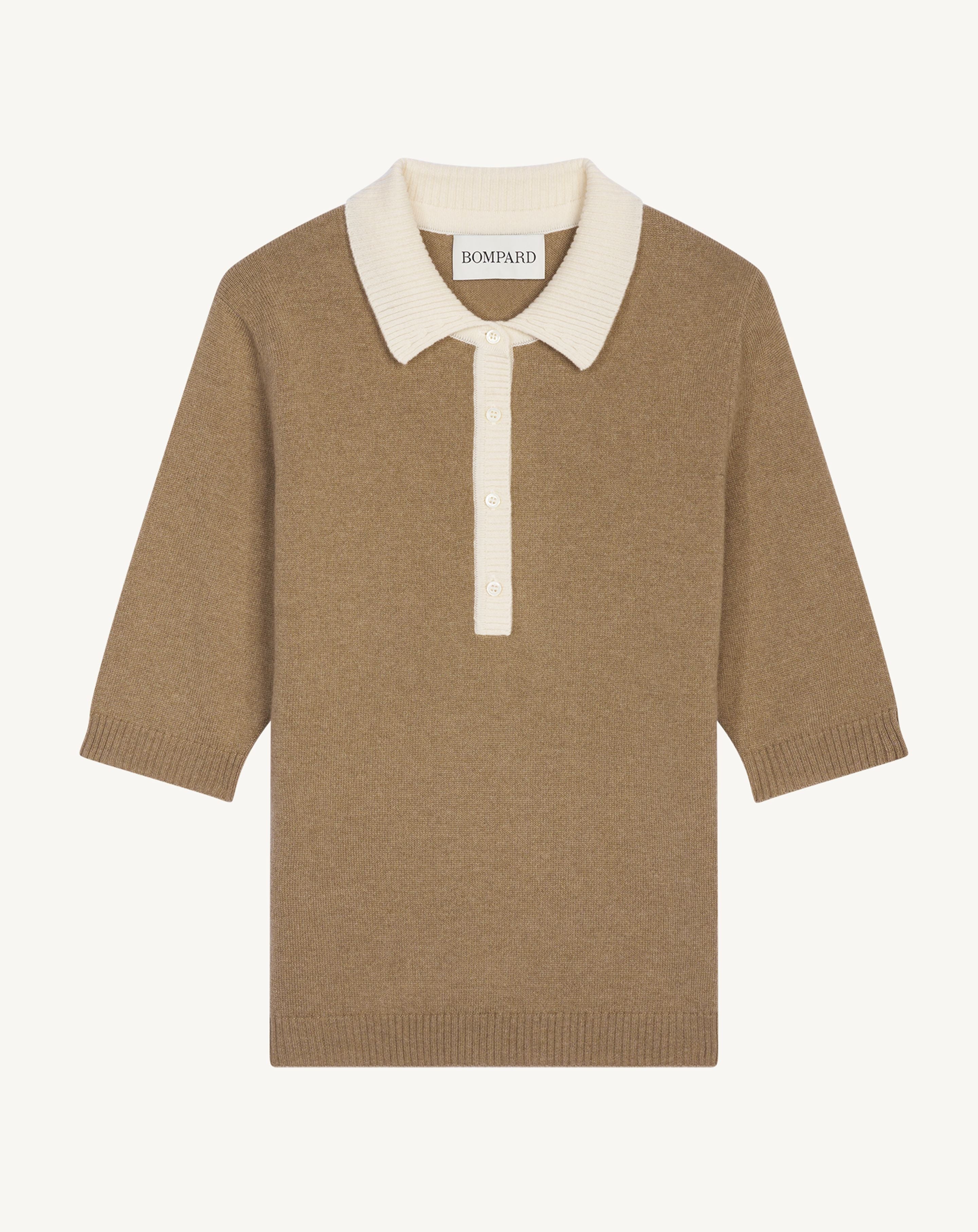 Polo bicolore-BEIGE CENDRE/NATUREL-100% cachemire