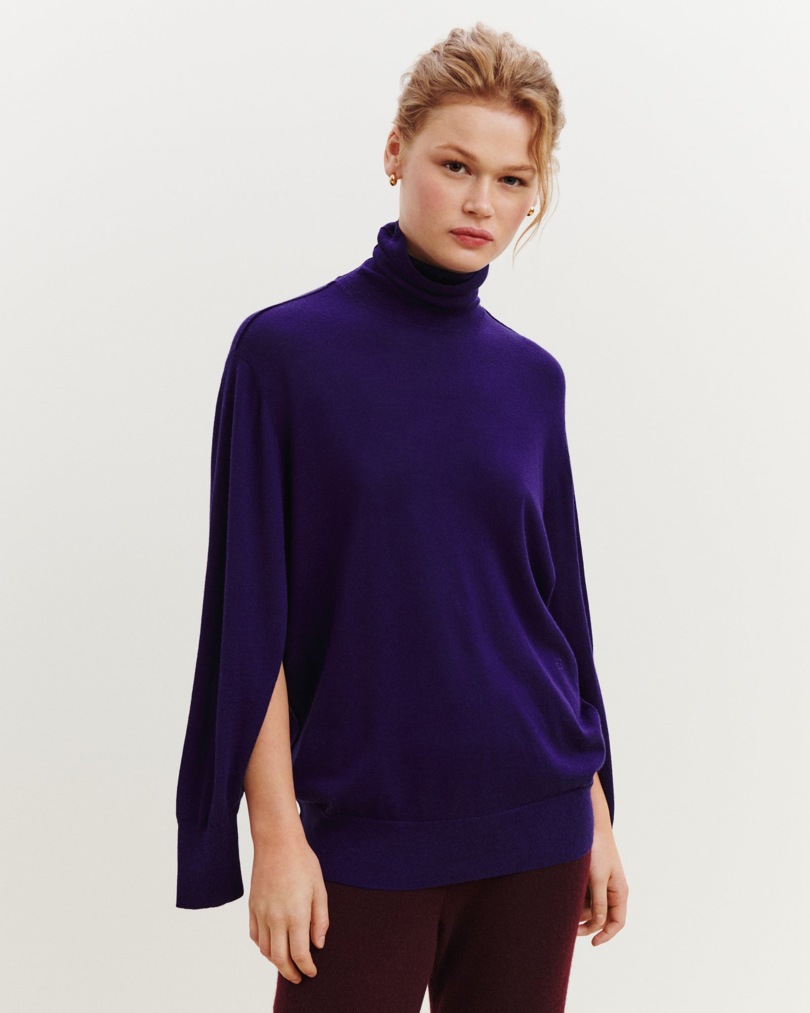 Col roulé en maille fluide-ULTRAVIOLET FONCE-60% : laine; 30% : soie; 10% : cachemire