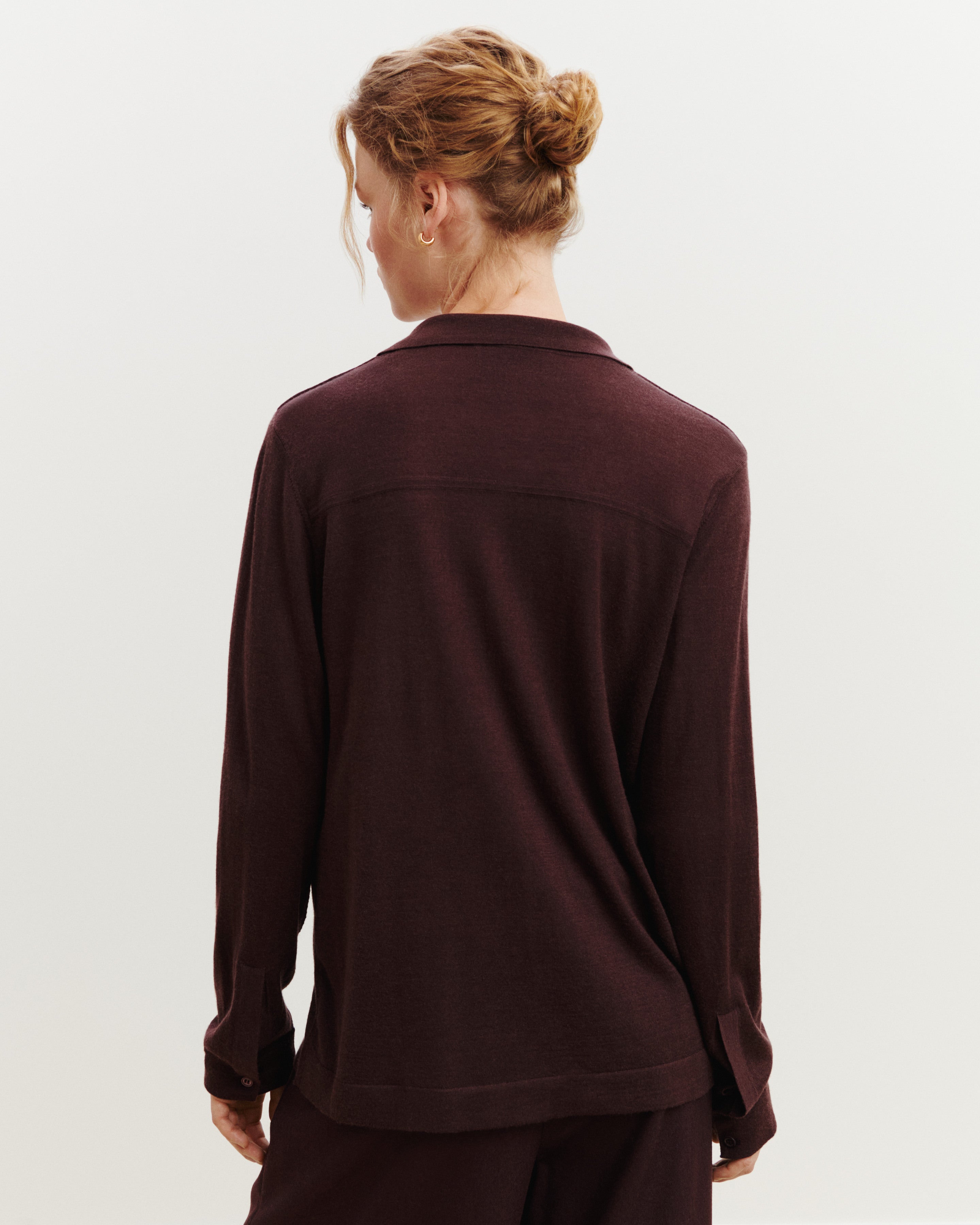 Chemise en maille fluide-GRENAT FONCE-60% : laine; 30% : soie; 10% : cachemire