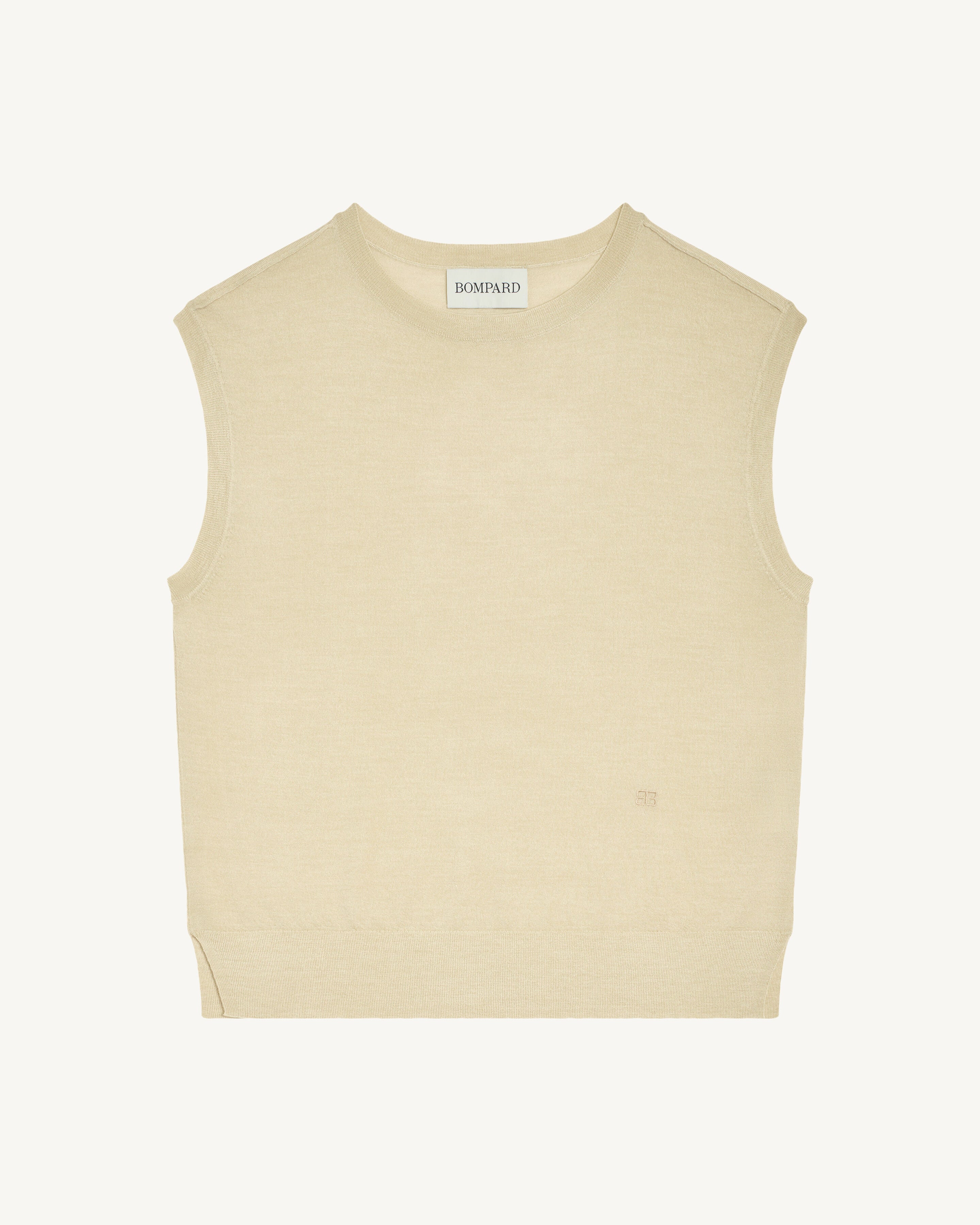 Top sans manches maille fluide-ECRU VINTAGE-60% : laine; 30% : soie; 10% : cachemire