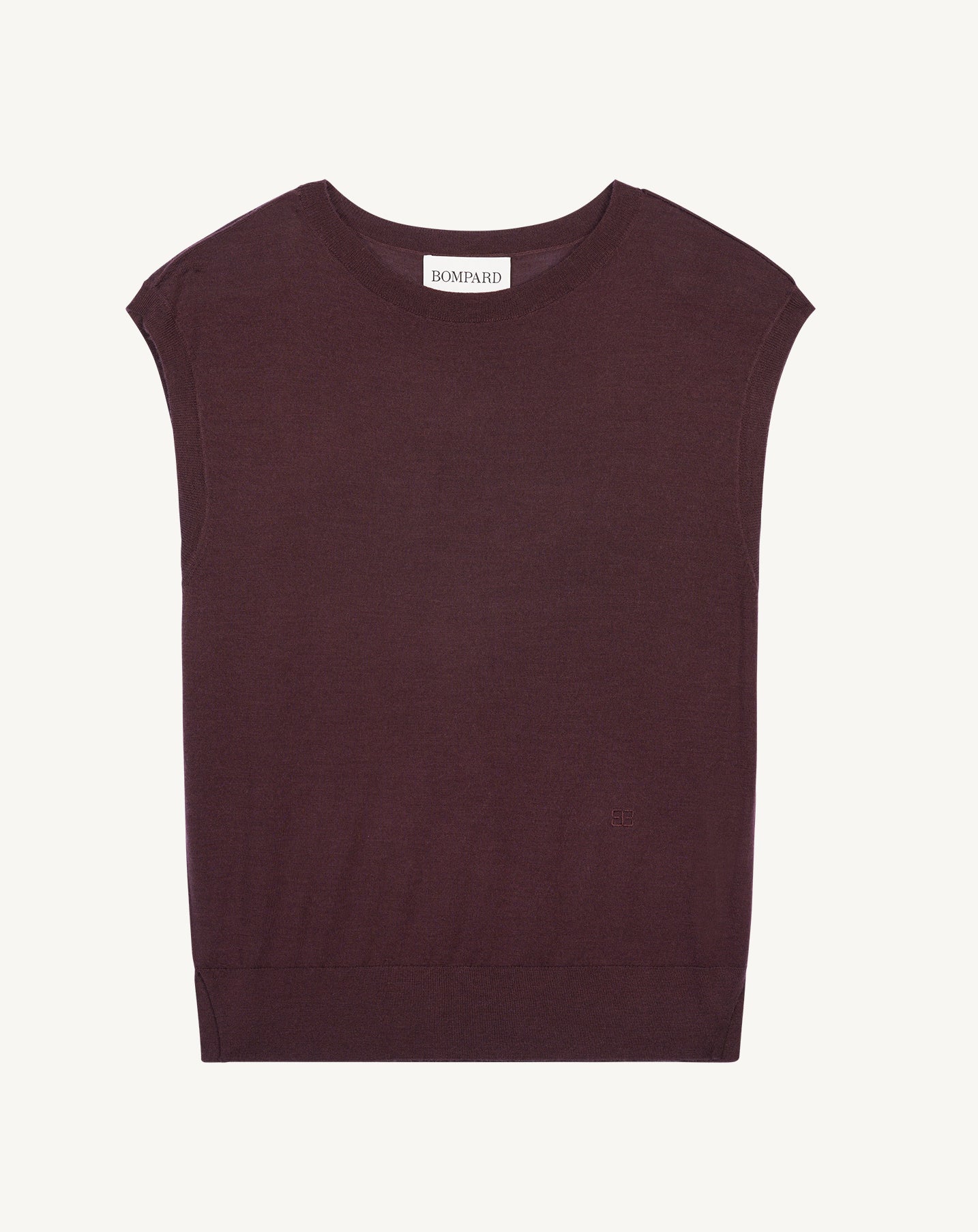 Top sans manches maille fluide-GRENAT FONCE-60% : laine; 30% : soie; 10% : cachemire