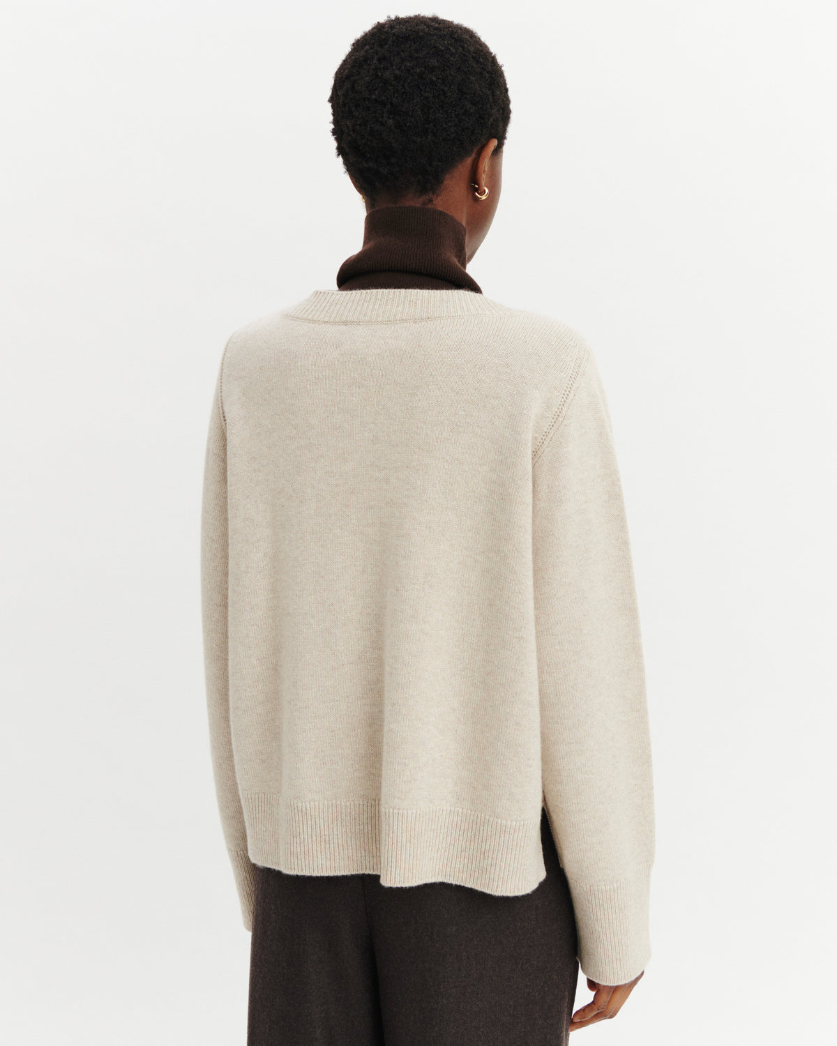 Pull V monogramme-AVOINE-70% cachemire 30% soie