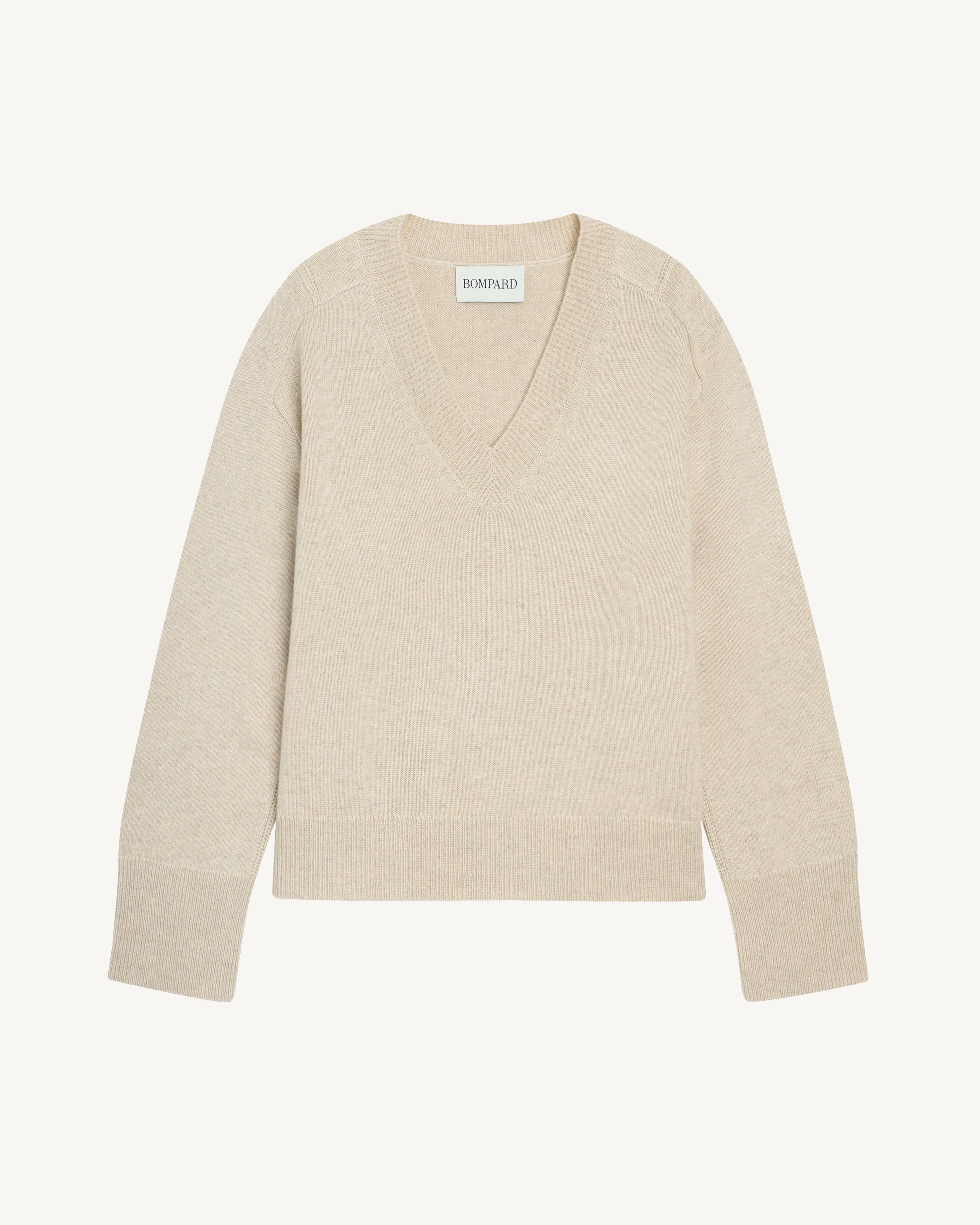 Pull V monogramme-AVOINE-70% cachemire 30% soie