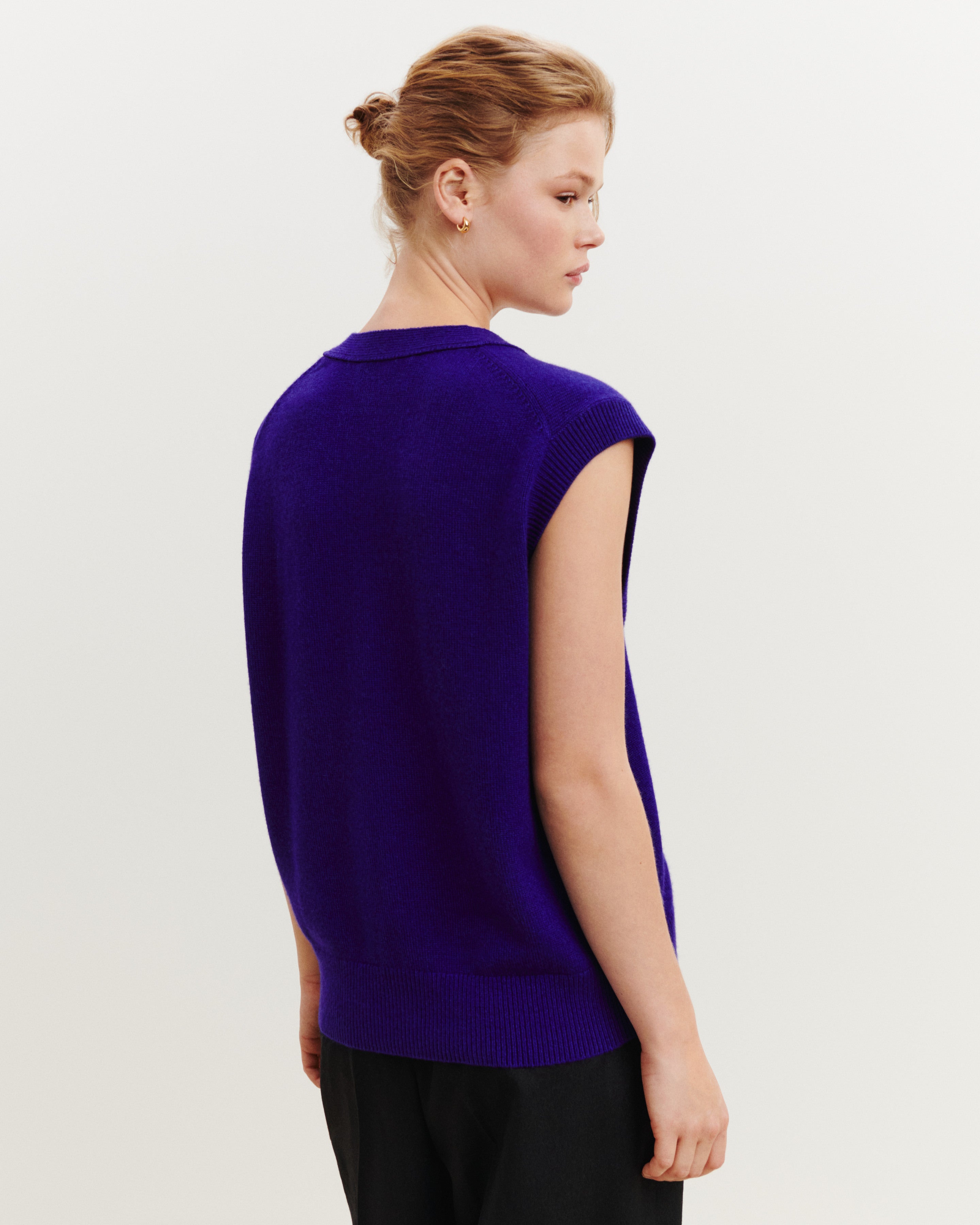 Gilet monogramme-ULTRAVIOLET-70% cachemire 30% soie