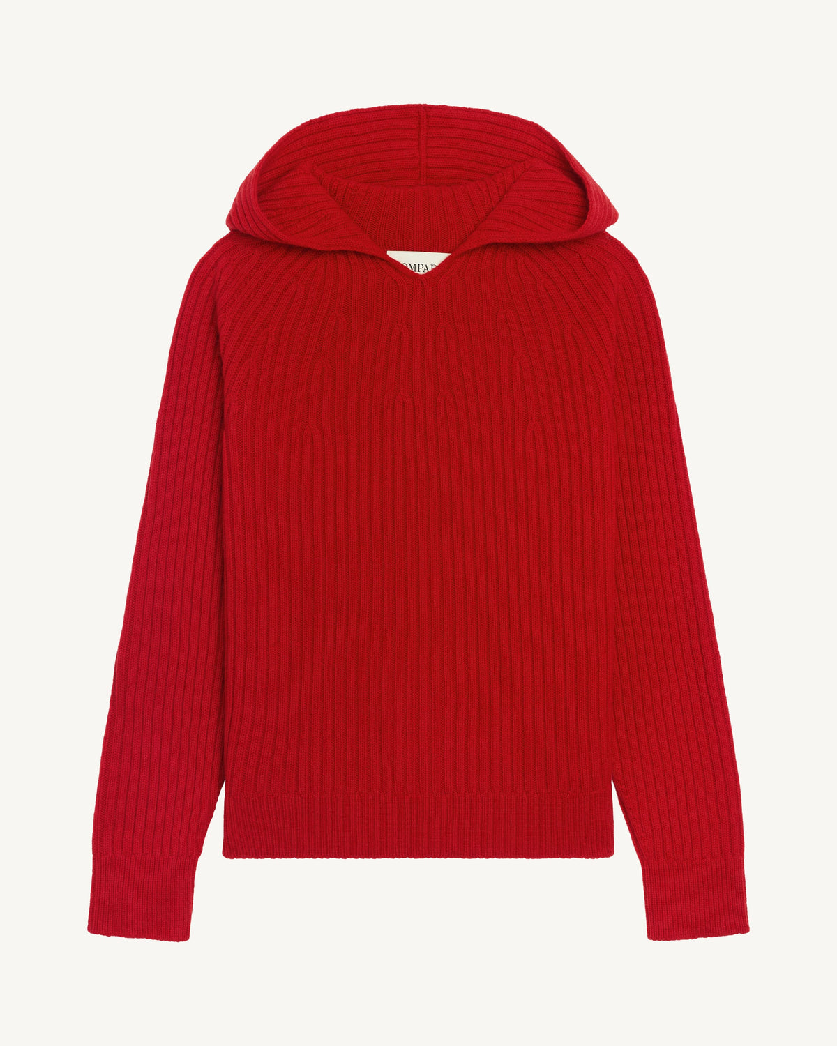 Pull à capuche à côtes-ROUGE QUARANTE-100% cachemire