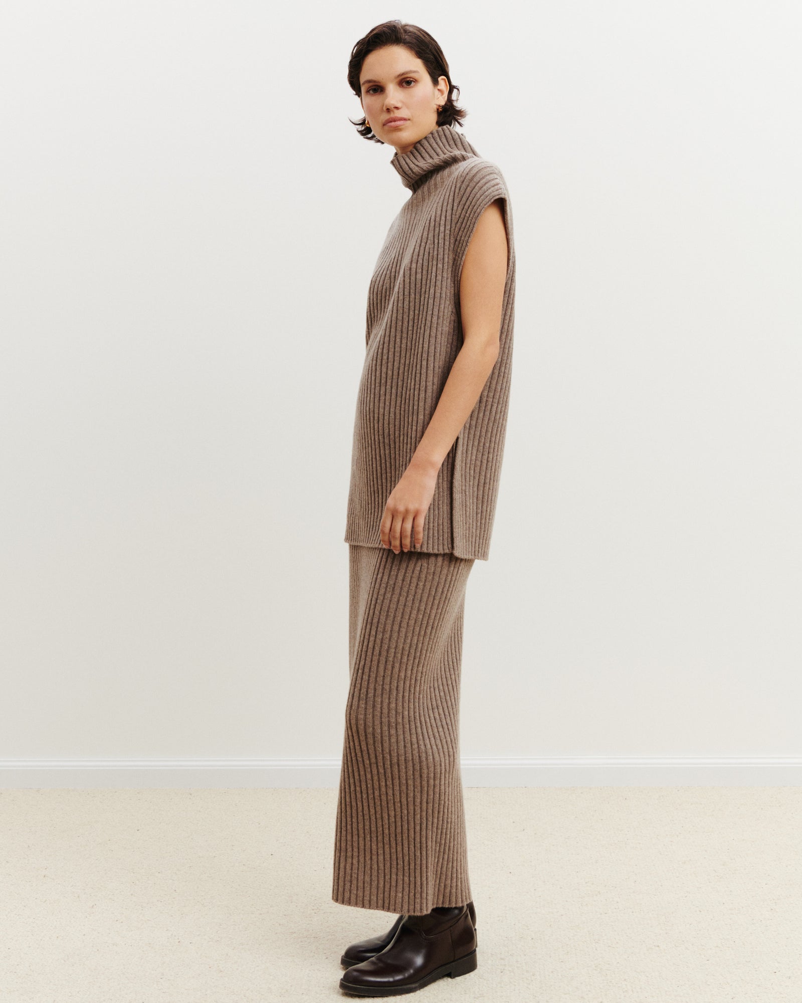 Pull sans manches à côtes-MILLET-100% cachemire