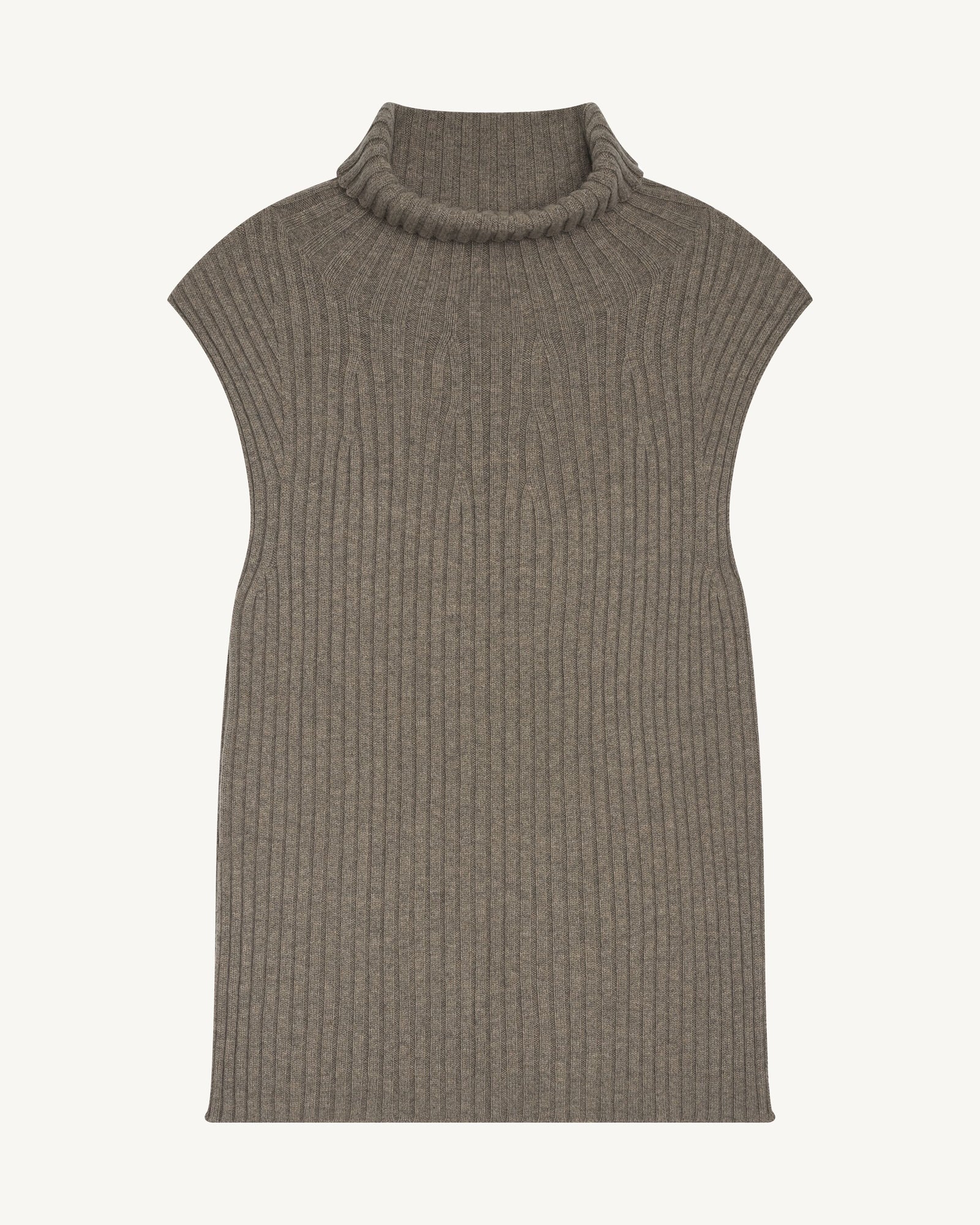 Pull sans manches à côtes-MILLET-100% cachemire