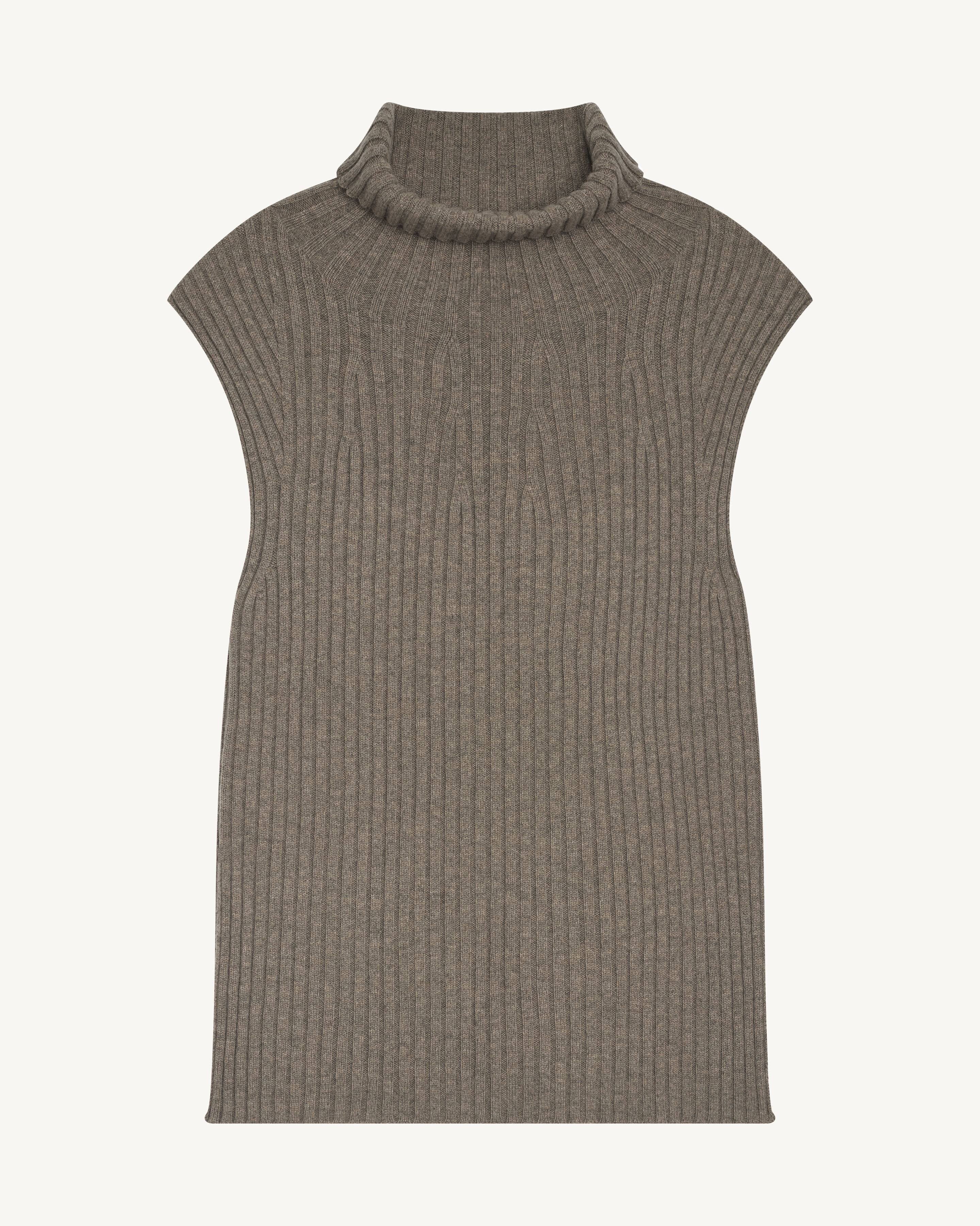 Pull sans manches à côtes-MILLET-100% cachemire